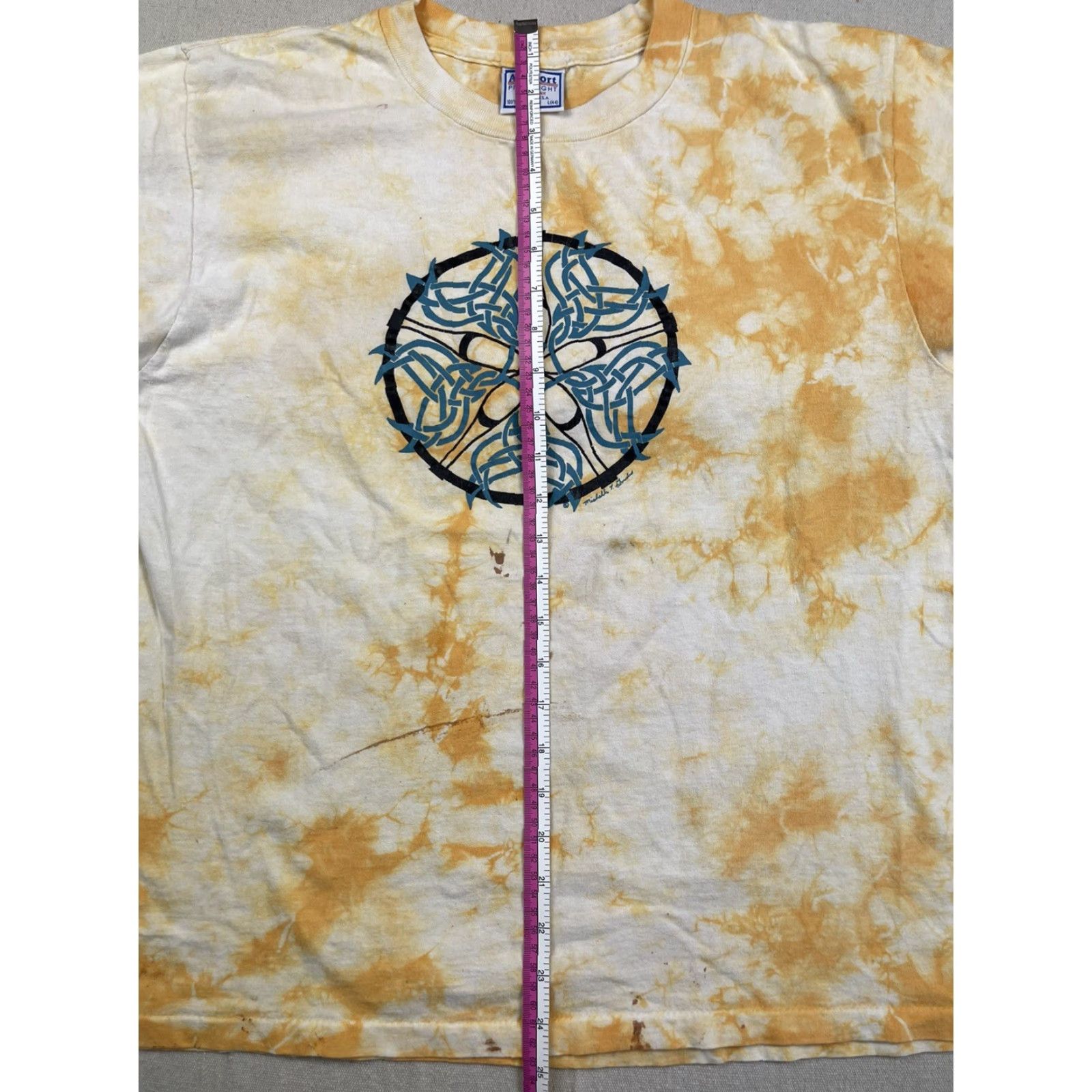Vintage VINTAGE All Sport T-Shirt Celtic Mandala Tie Dye 90s Art Tee Unisex Adults Sz L Orange Short Sleeve Crew Neck Cotton Logo Art 90s Mens Womens Size US L / EU 52-54 / 3 - 7 Thumbnail