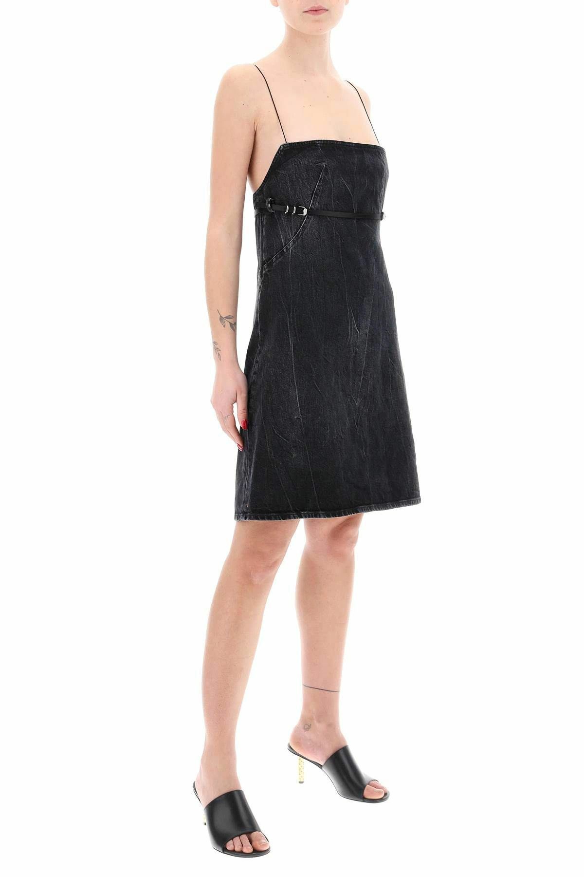 Givenchy o1y0925 Denim Mini Dress in Black Size M / US 6-8 / IT 42-44 - 2 Thumbnail