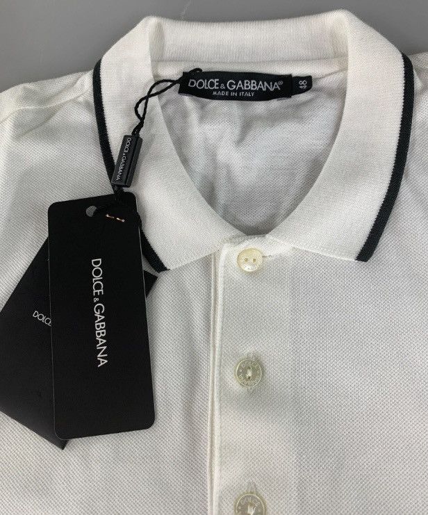 Dolce & Gabbana Dolce & Gabbana 🇮🇹 White Metal Logo Resort Polo Shirt S NWT Size US M / EU 48-50 / 2 - 10 Thumbnail
