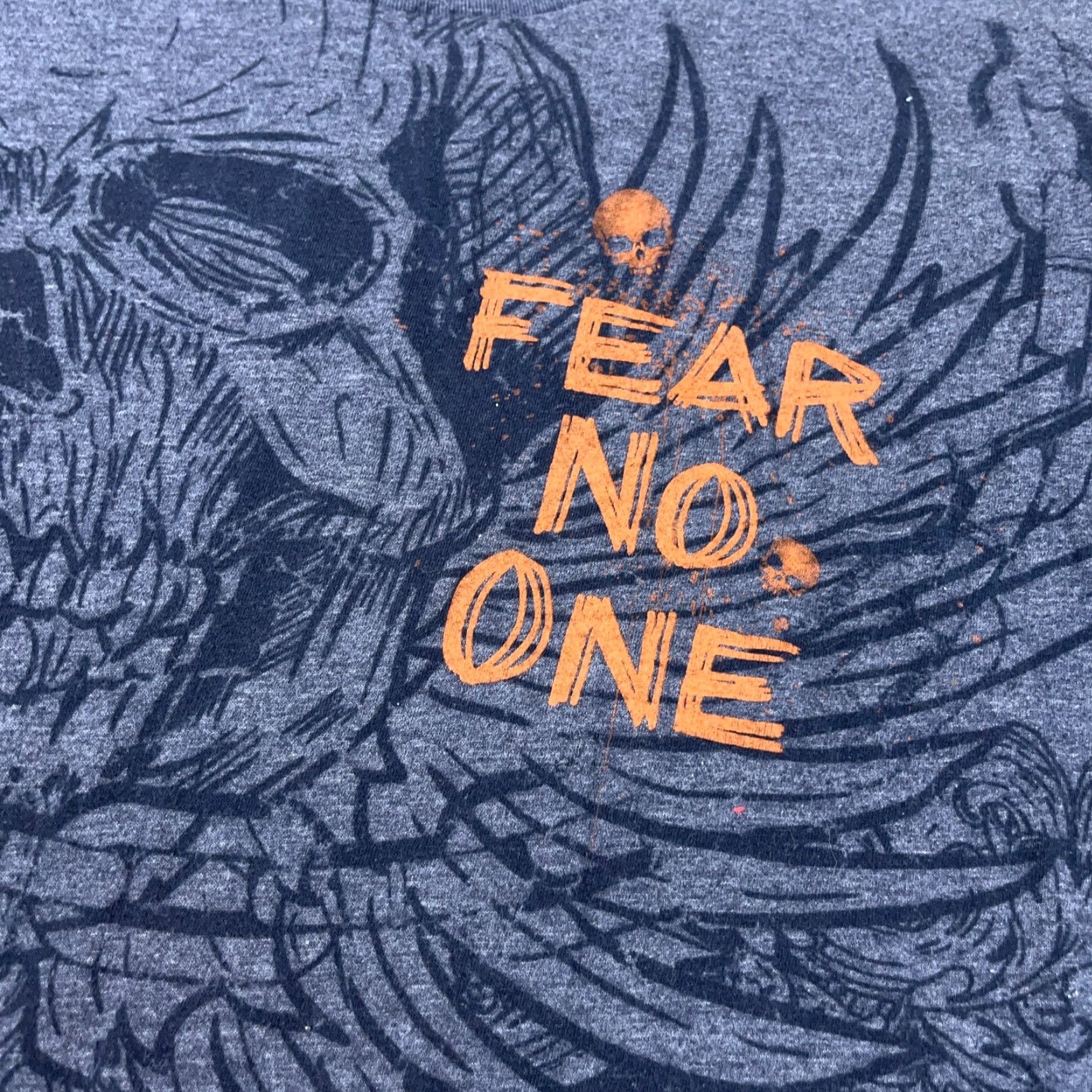 Harley Davidson Harley-Davidson Shirt Men XL Gray Tee Winged Skull Fear No One Retro Biker AOP Size US XL / EU 56 / 4 - 5 Thumbnail