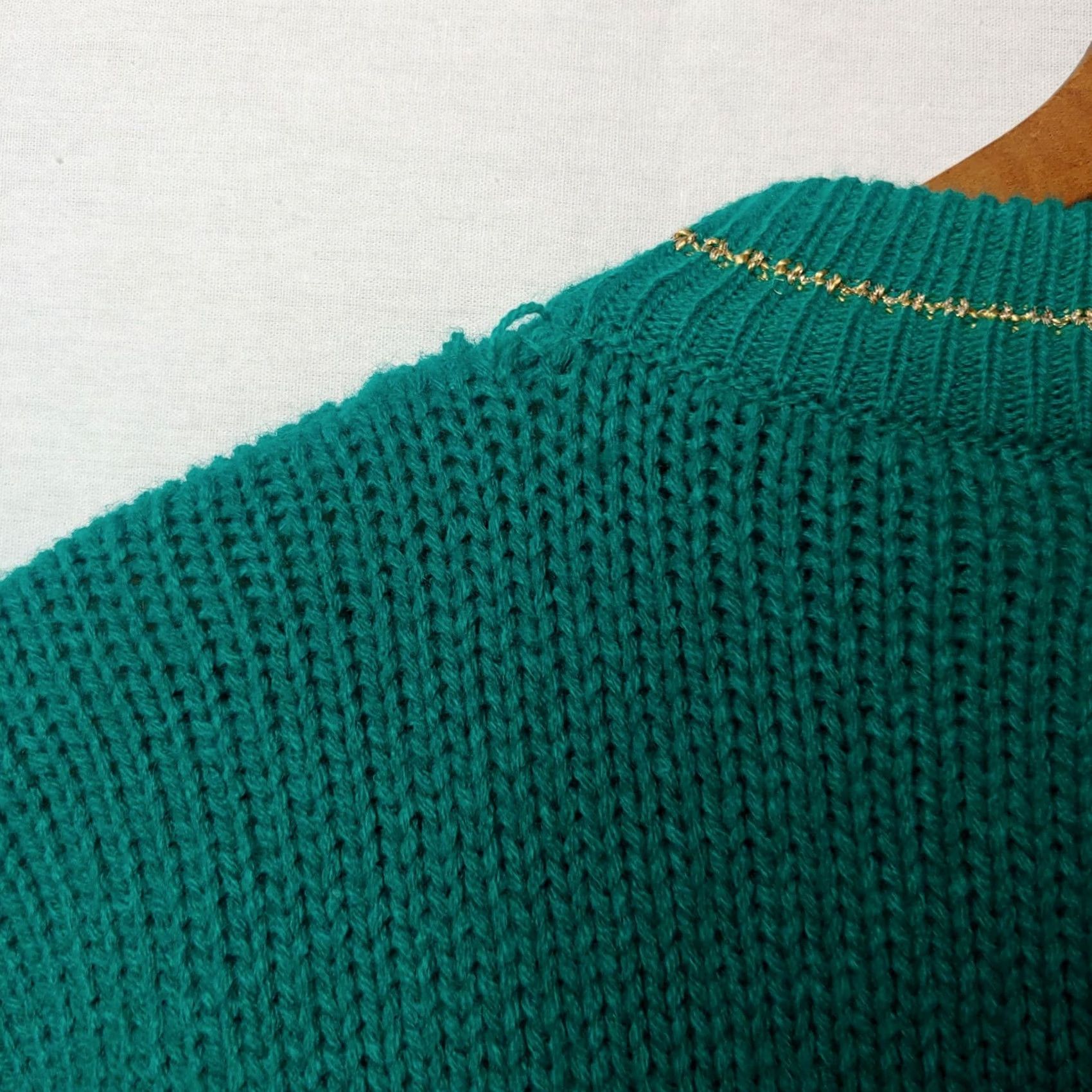 Vintage VINTAGE Dana Scott Sweater L Womens Beaded Flower Cottagecore Teal Green-Blue Crew Neck Long Sleeve Pullover Size L / US 10 / IT 46 - 7 Thumbnail
