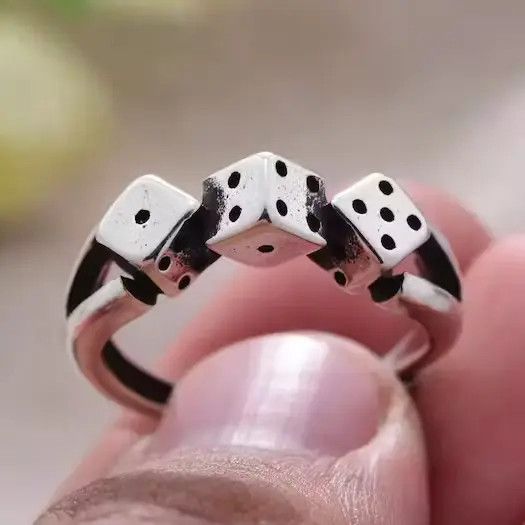 Jewelry × Vintage Dice Playing Ring Poker Card Player Game Spades Heart Chrome Size ONE SIZE - 1 Thumbnail