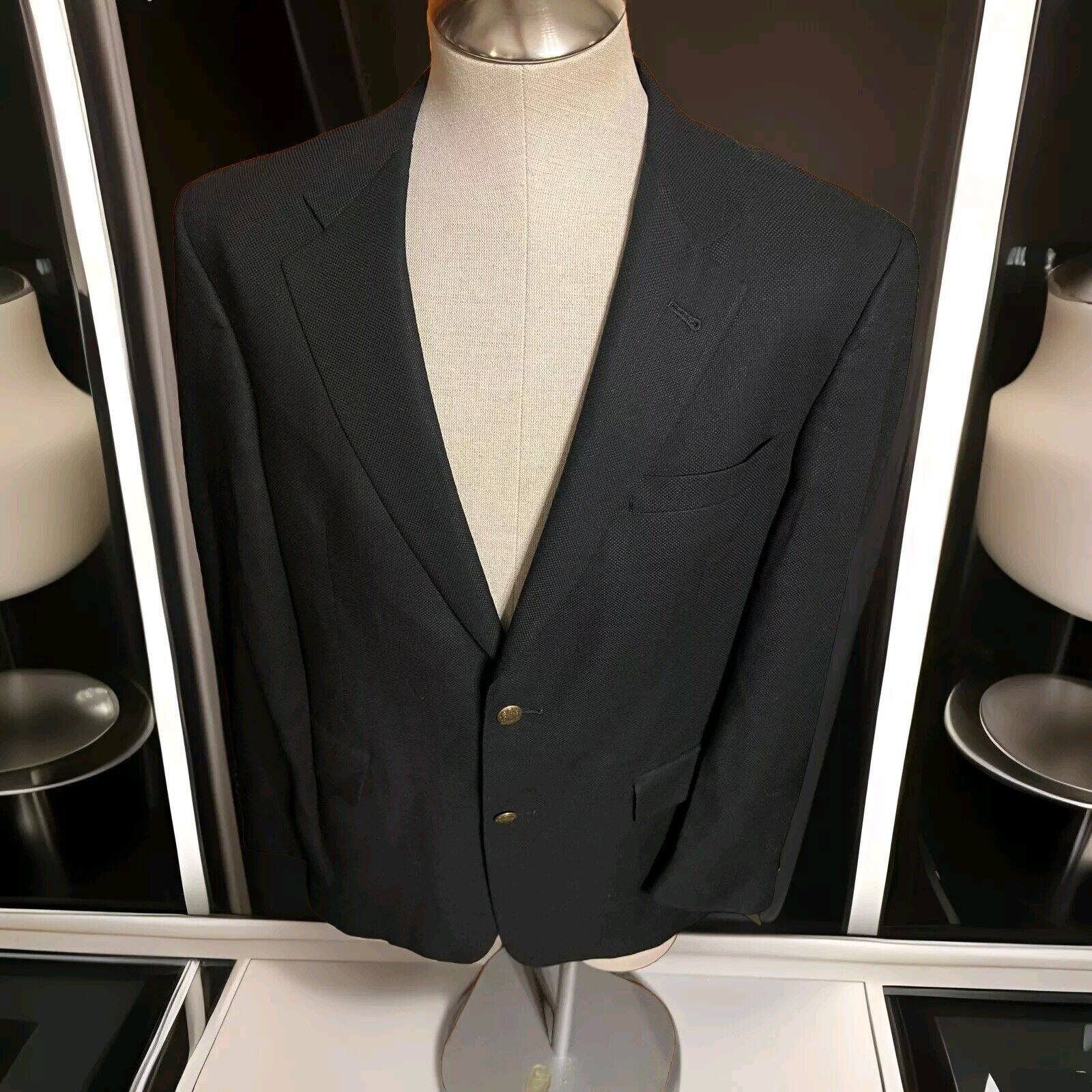Burberry Burberry London Mens Wool Blazer Size 40R Black Two Button Size 40R - 1 Thumbnail