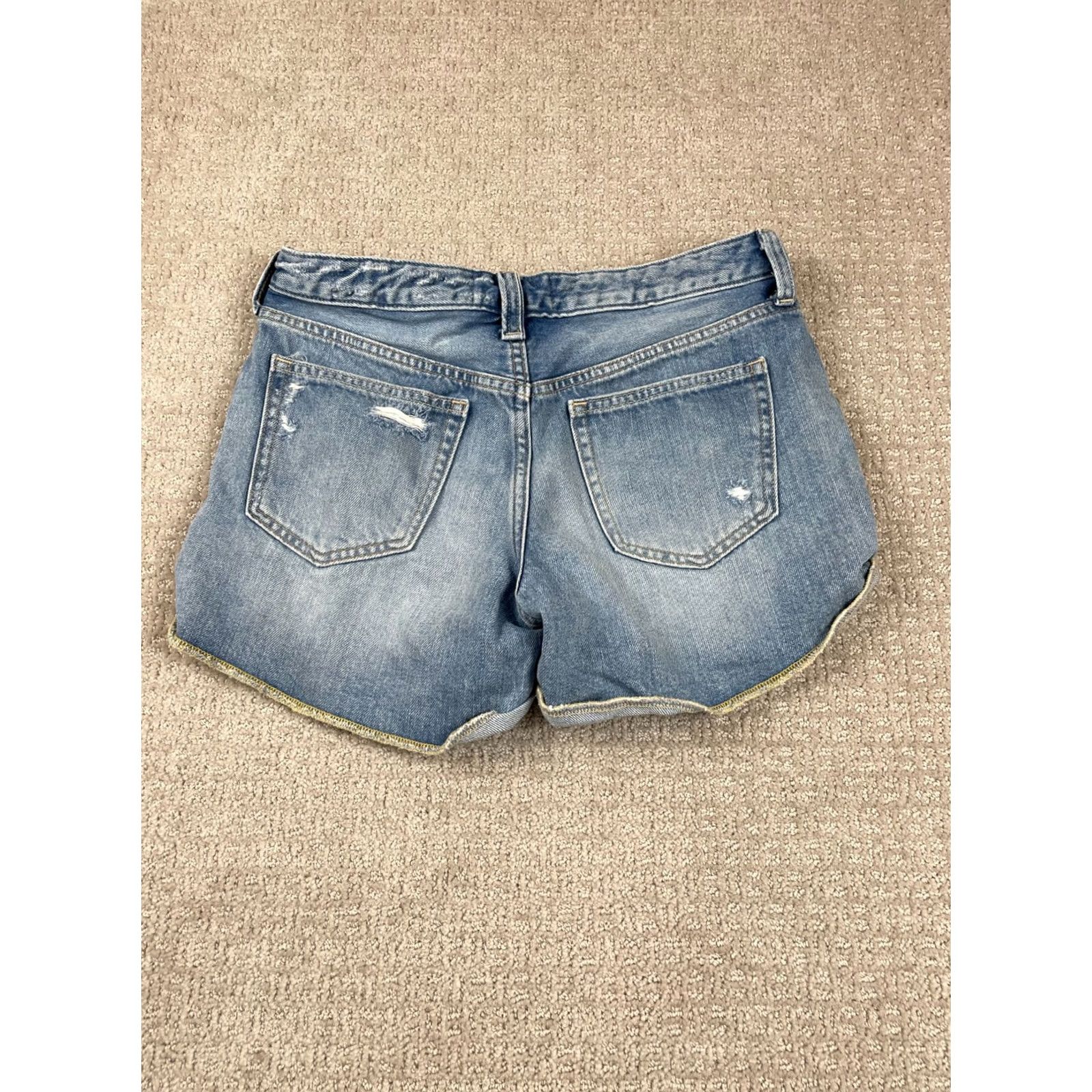 Vintage We The Free Shorts Button Fly Denim Jorts Distressed Raw Hem Womens 26 Blue Solid 5-Pocket Regular Summer Spring Casual Size 26" / US 2 / IT 38 - 6 Thumbnail