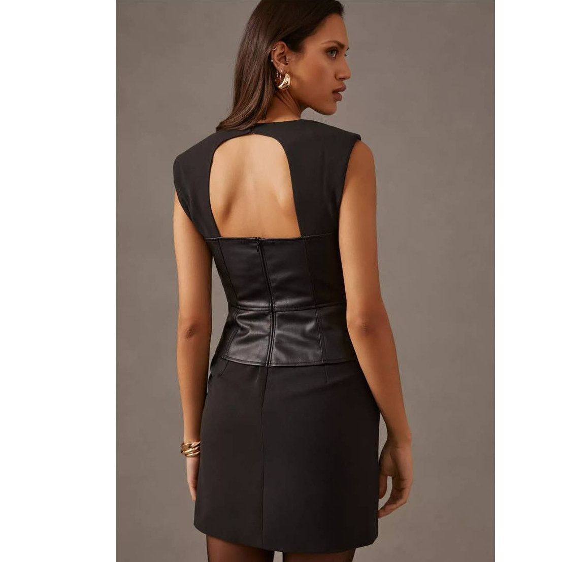 Anthropologie Maeve Faux Leather Corset Dress $180 SIZE 2