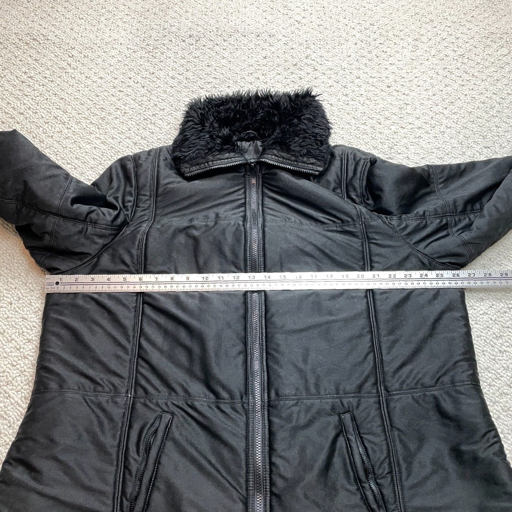 Vintage Lane Bryant Jacket Women's Full Zip Coat Faux Fur Trim Pockets Black Solid 18/20 Plus Regular Size Size XXL / US 16-18 / IT 52-54 - 7 Thumbnail