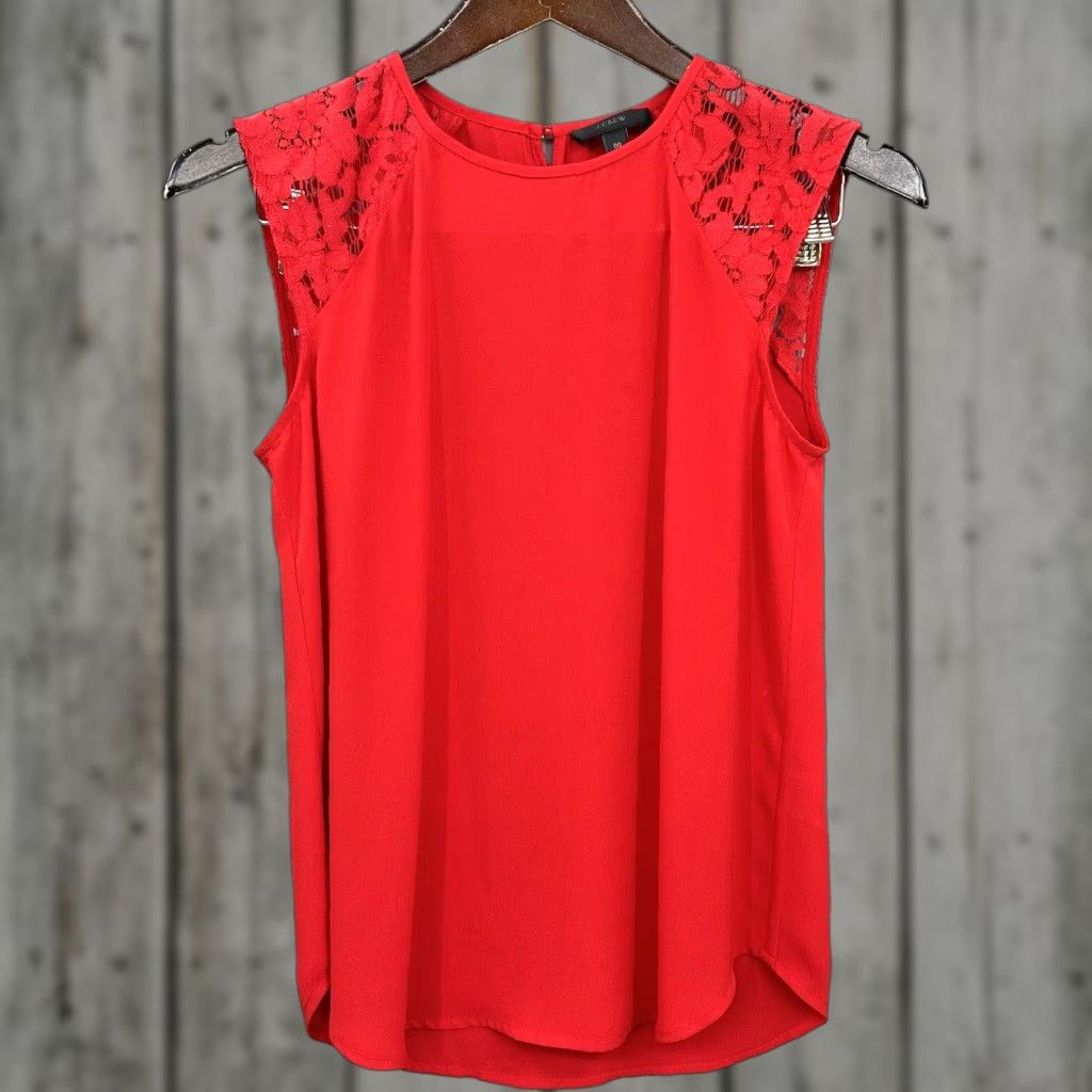 J.Crew J.CREW Blouse Womens 00 Sleeveless Lace Shoulder Red Preppy Quiet Luxury READ Shirt Women 00 Red Preppy 90s, 2000s Men? Size XXS / US 00 / IT 34 - 1 Thumbnail