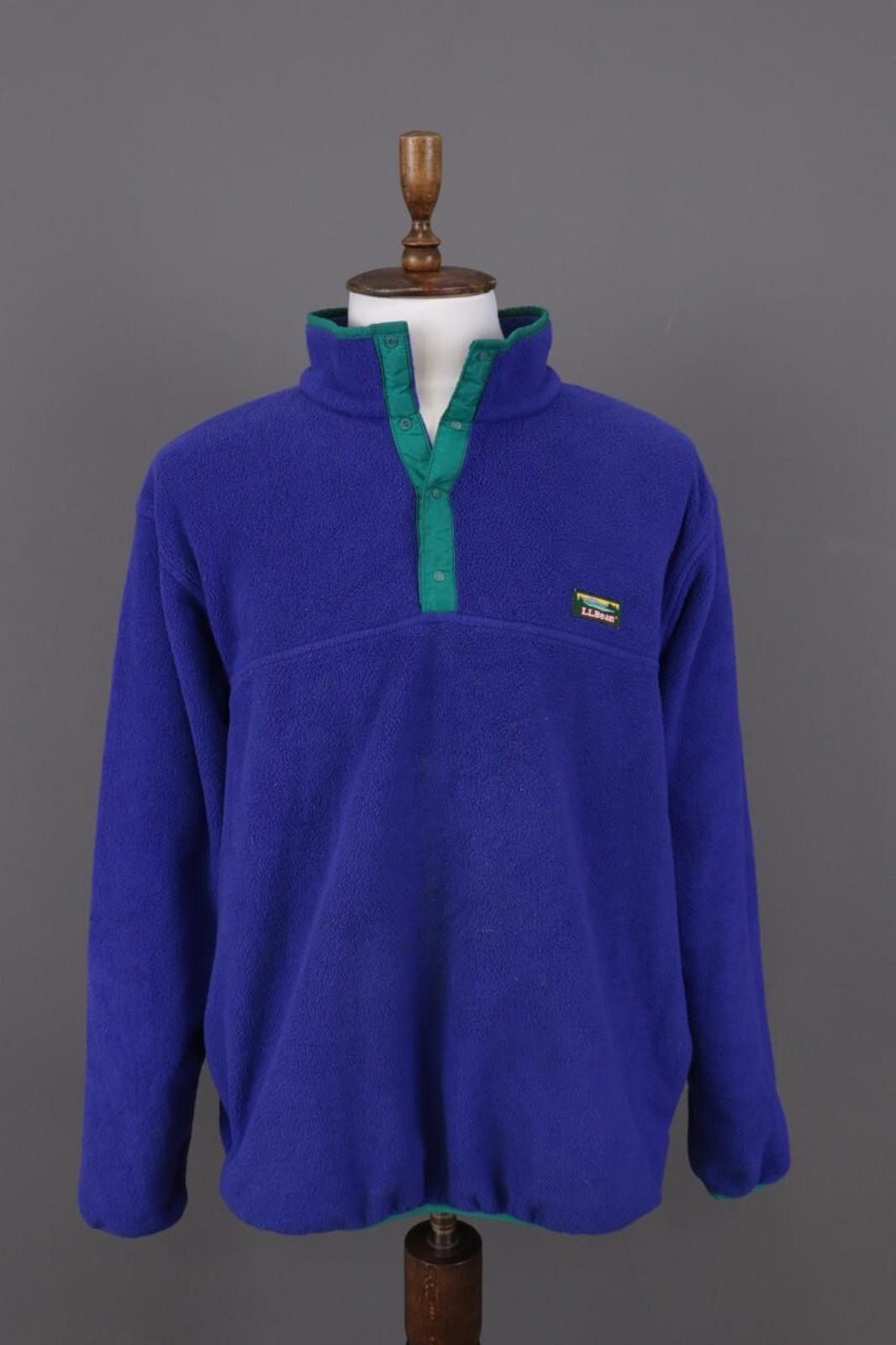 L.L. Bean L.L.Bean Blue 1/4 Zip High Neck Snap Fleece Jacket Size XL Size US XL / EU 56 / 4 - 1 Thumbnail