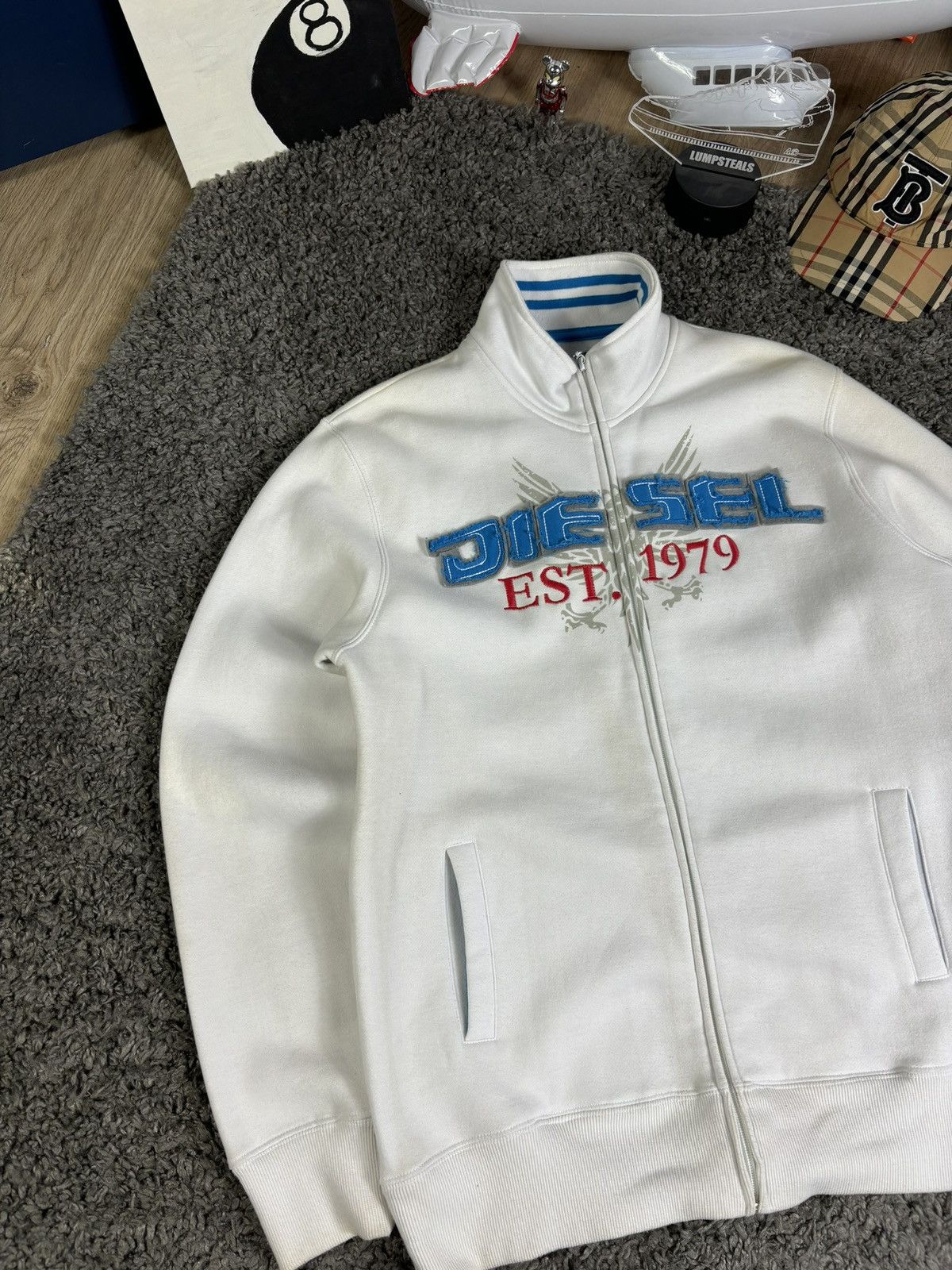 Diesel × Japanese Brand Vintage Y2K Diesel Zip Distressed Big Logo White Size US M / EU 48-50 / 2 - 3 Thumbnail