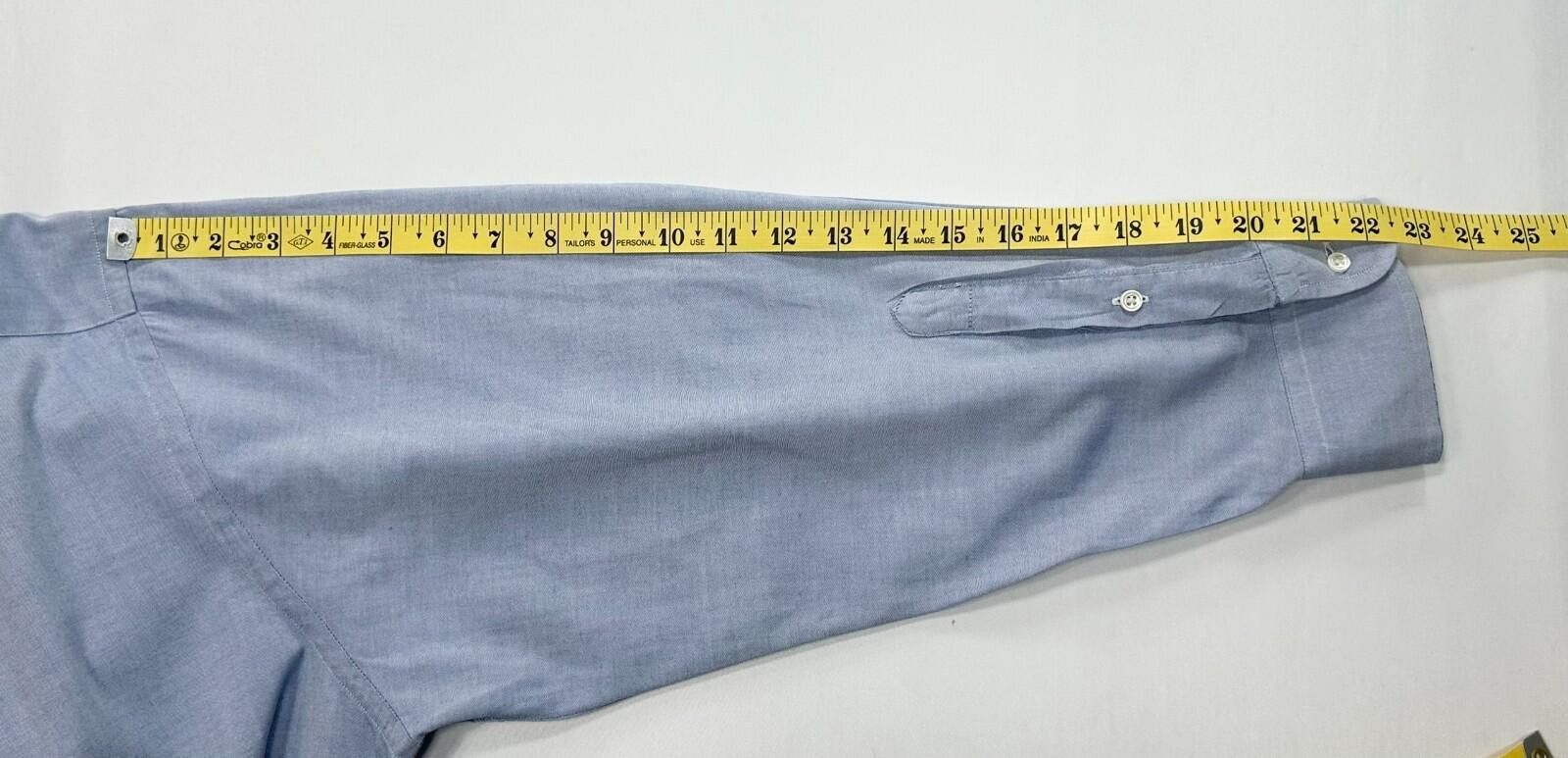 Jos. A. Bank Jos A Bank 80s 2-Ply Pinpont Button Up Blue Mens XL 17.5/35 Size 44R - 6 Thumbnail