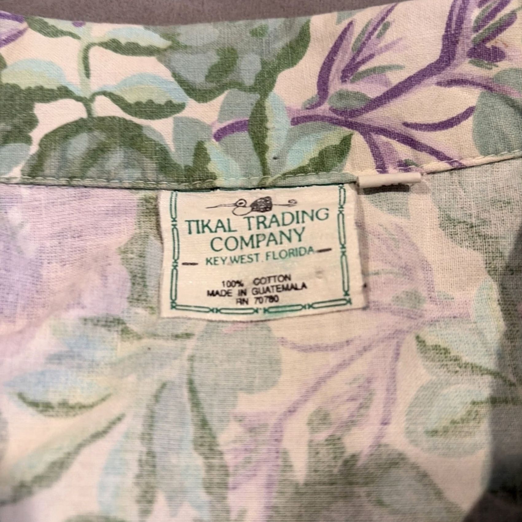 Pop Trading Company VINTAGE Tikal Trading Company Floral Hawaiian Shirt 100% Cotton Men's XL Green Hawaiian Floral ShortSleeve Collared Shirt Mens XL Size US XL / EU 56 / 4 - 3 Thumbnail
