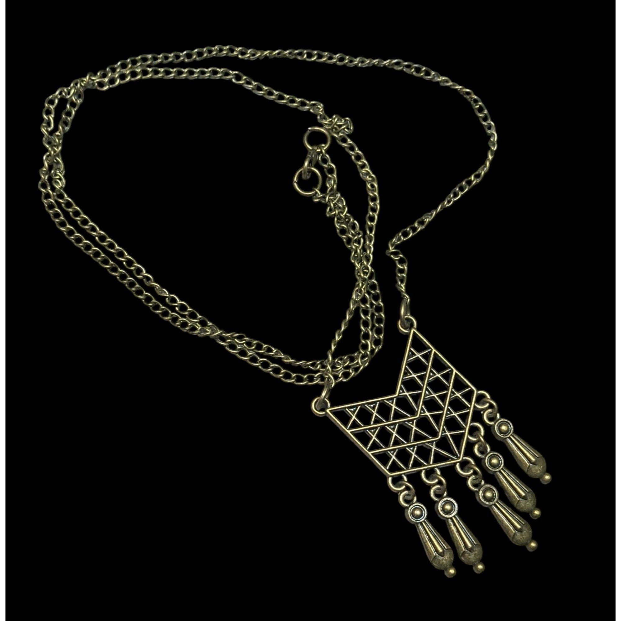 Other Bohemian Geometric Antiqued Gold Tone Fringe Pendant Necklac Size ONE SIZE - 1 Thumbnail
