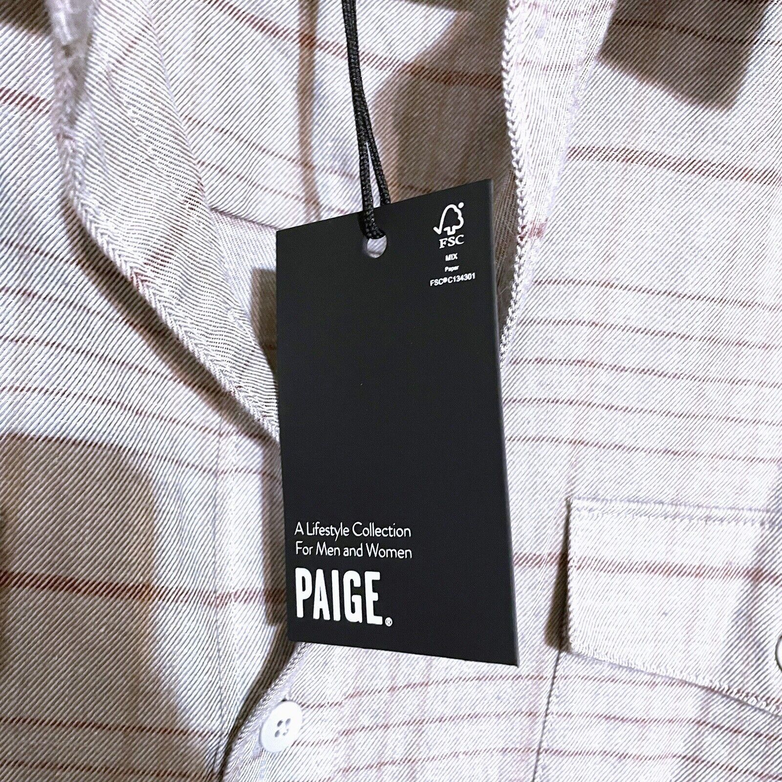 Paige PAIGE EVERETT Shirt Gray Plaid Check Button Down NWT SZ XL Size US XL / EU 56 / 4 - 5 Thumbnail