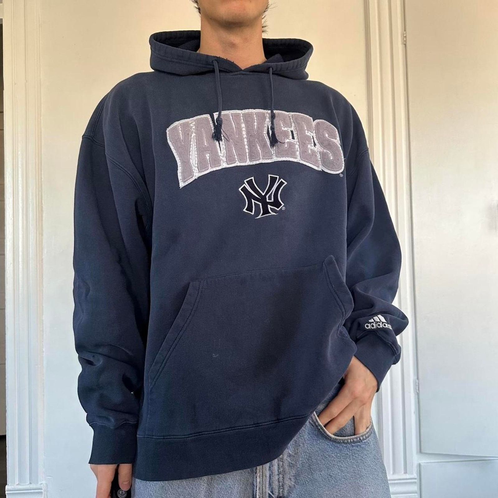 Adidas × Vintage Vintage Y2K Adidas New York Yankees MLB Hoodie Sweatshirt Size US XXL / EU 58 / 5 - 7 Thumbnail