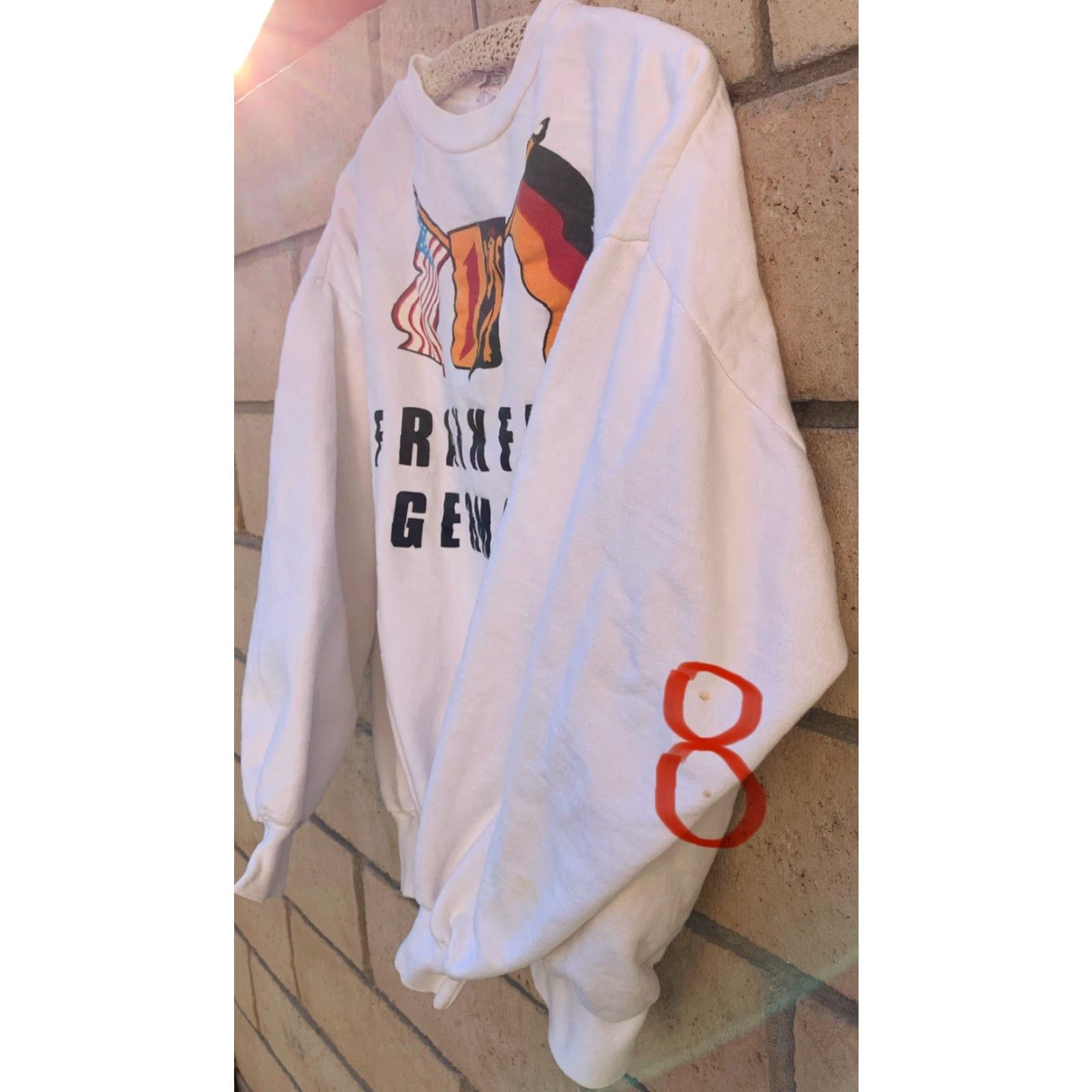 Vintage VINTAGE Frankfurt Germany Sweatshirt Raco Sports Wear Cotton Size XL White Graphic Print Men Pullover Crew Neck Long Sleeve Sports Theme Size US XL / EU 56 / 4 - 3 Thumbnail