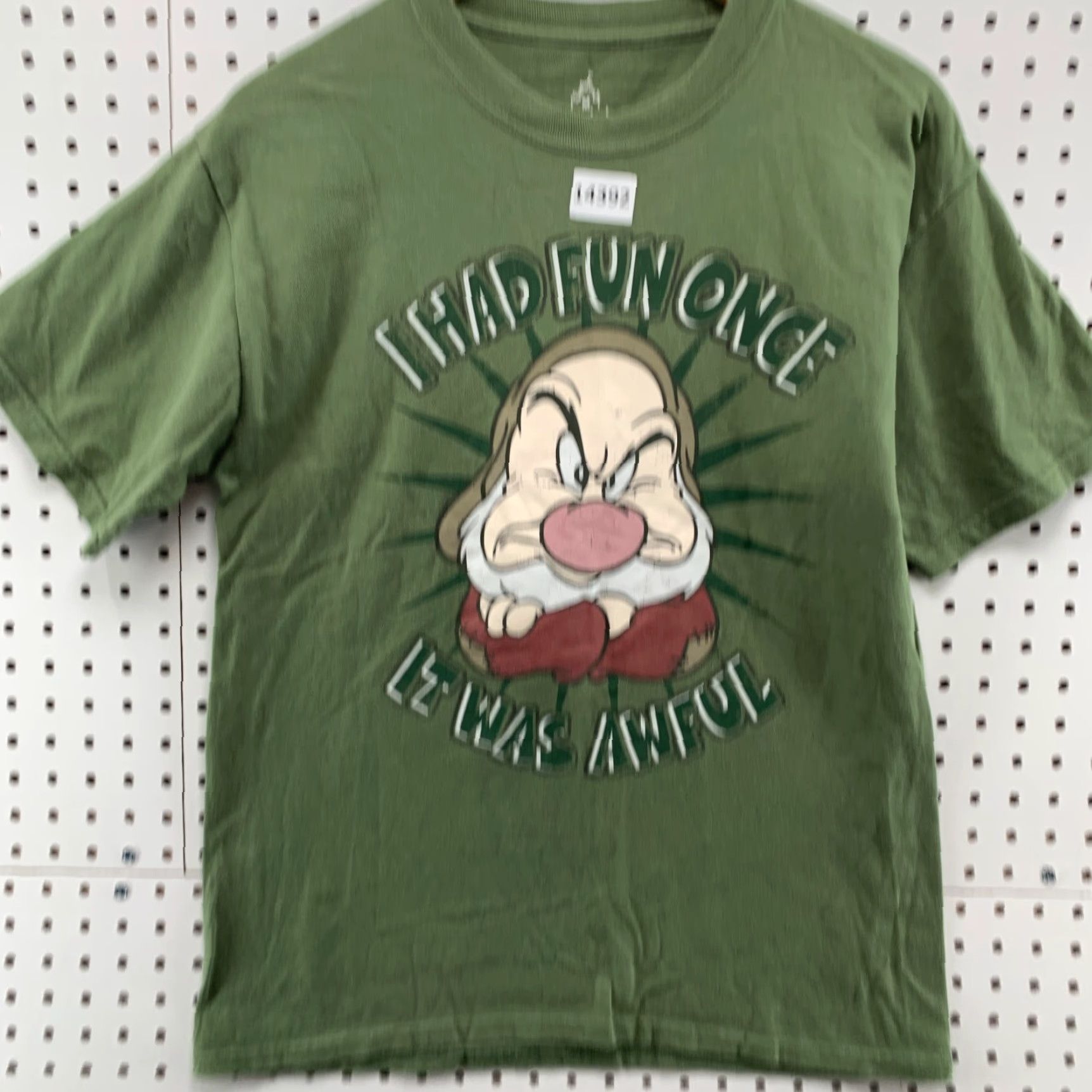 Disney Disney Shirt M Adult Medium Green Grumpy "I Had Fun Once It Was Awful" Short Sleeve Tee Mens Vintage 2000s Disney Grumpy Shirt Size US M / EU 48-50 / 2 - 5 Thumbnail