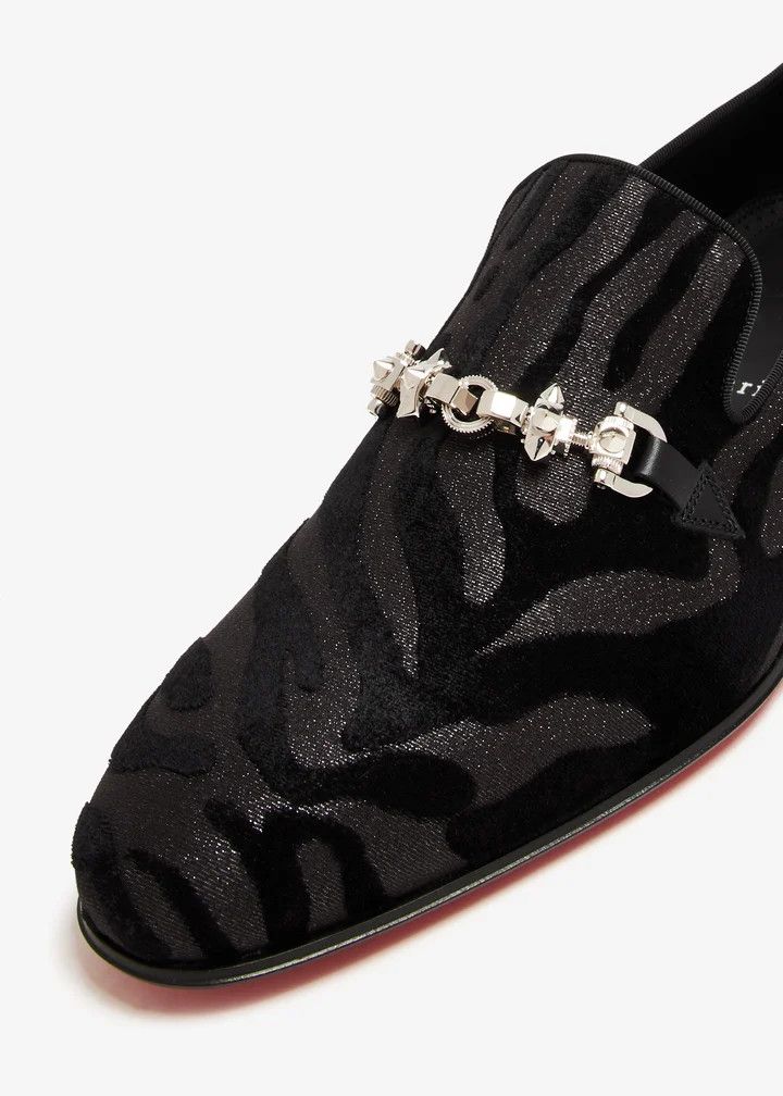 Christian Louboutin os11x0526 Equiswing Velvet Loafers in Black Size US 8 / EU 41 - 3 Thumbnail