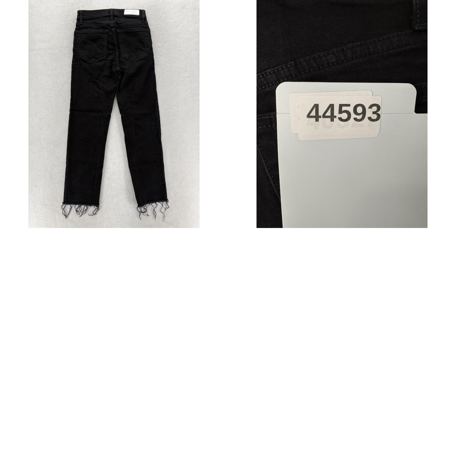 RE/DONE RE/DONE Jeans Womens 26 Black High Rise Button Fly Raw Hem Denim Straight Leg Size 26" / US 2 / IT 38 - 10 Thumbnail