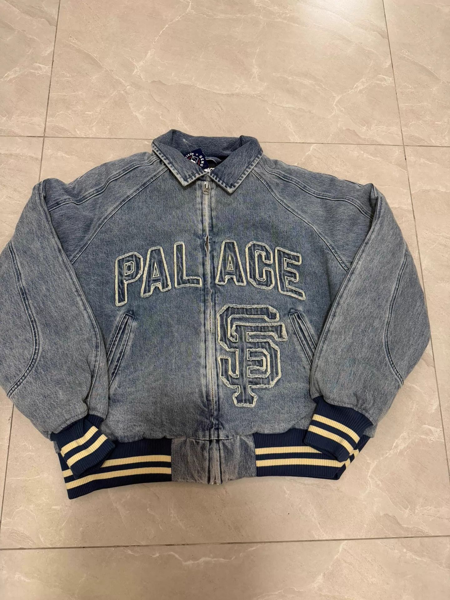 Palace Embroidered Denim Varsity Jacket Size US L / EU 52-54 / 3 - 1 Thumbnail