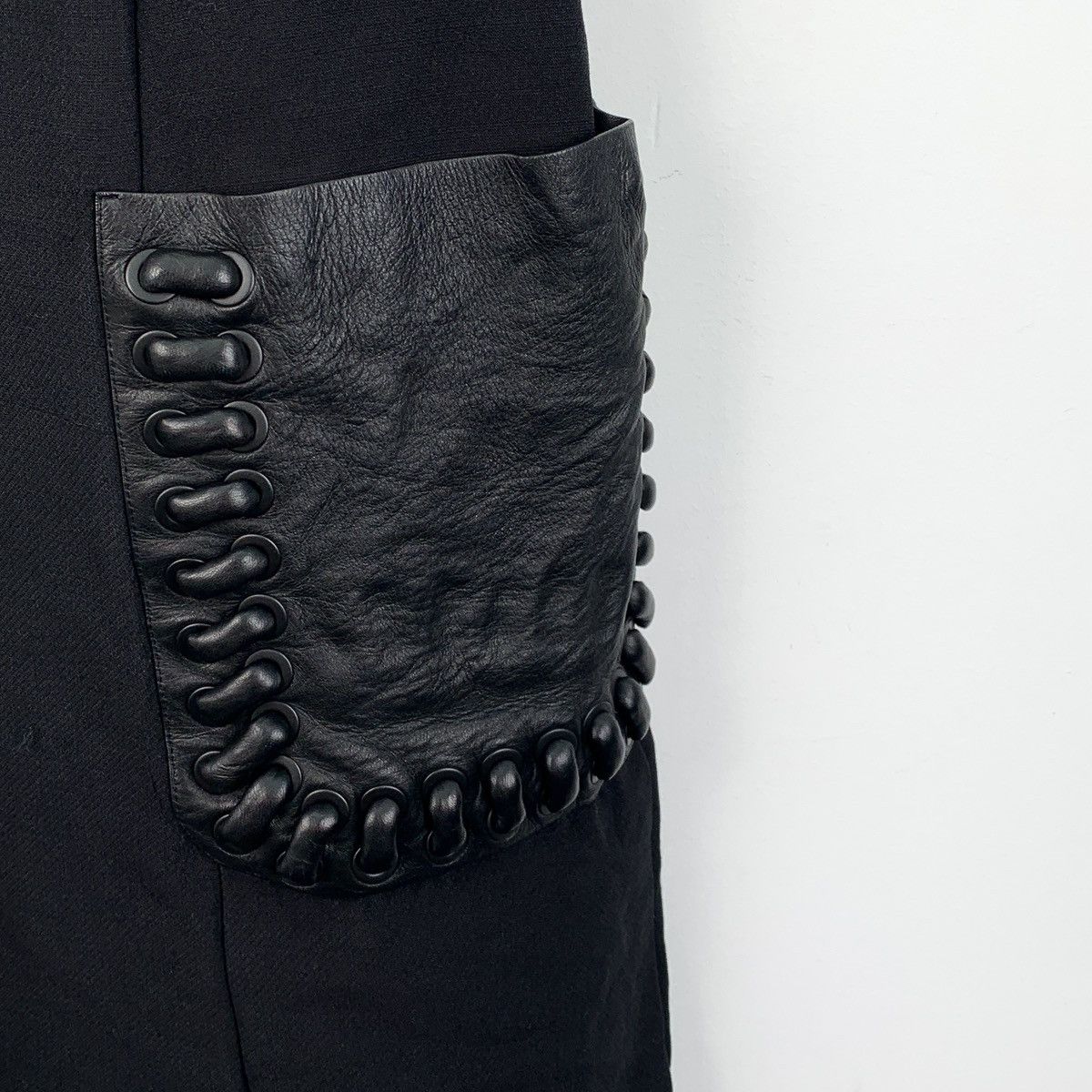 Fendi endi Black Pocket Leather Patchwork Wool Sleeveless Dress Size XS / US 0-2 / IT 36-38 - 4 Thumbnail