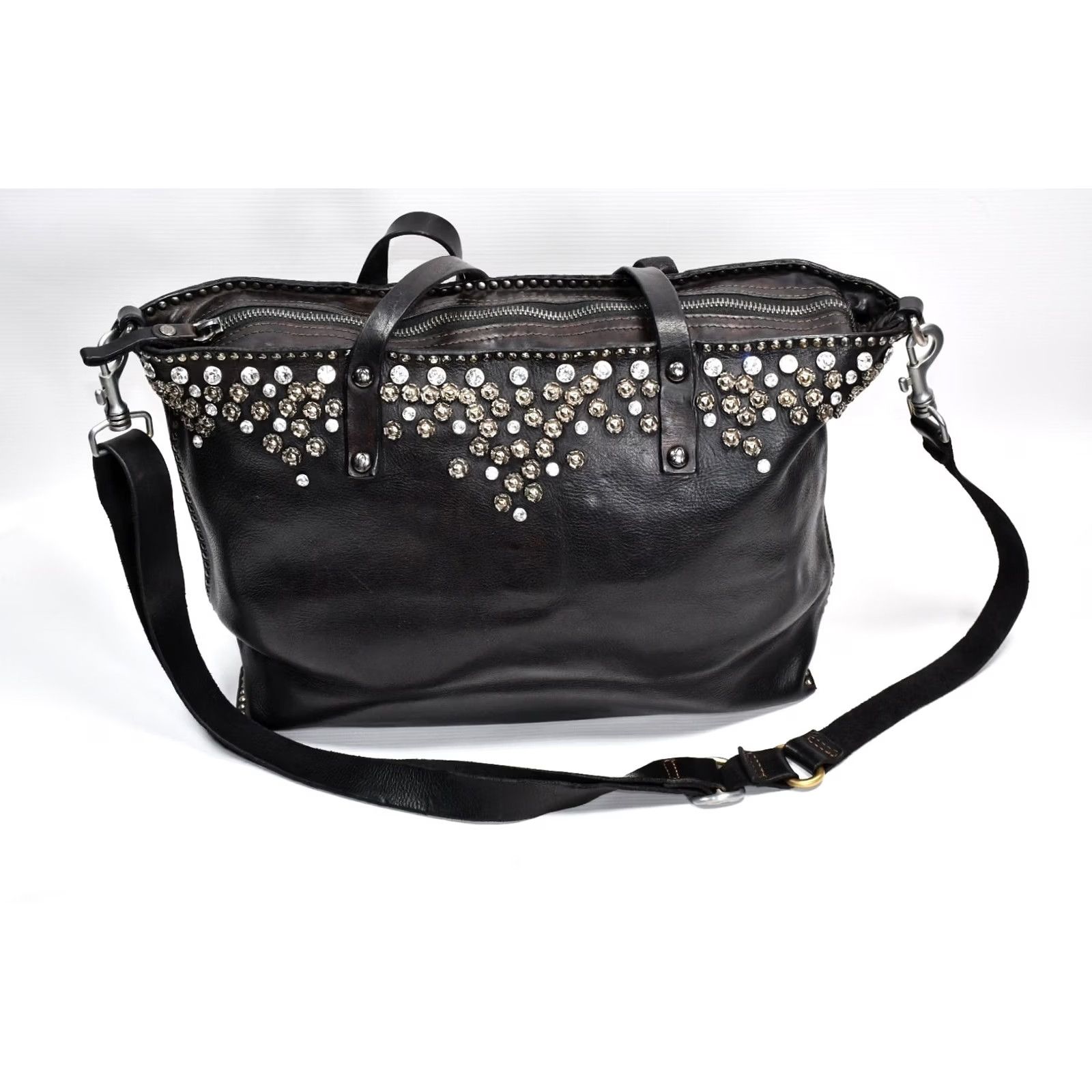 Campomaggi Campomaggi Tote Black Leather Women’s Large Studded Handbag Vintage No Size ONE SIZE - 7 Thumbnail