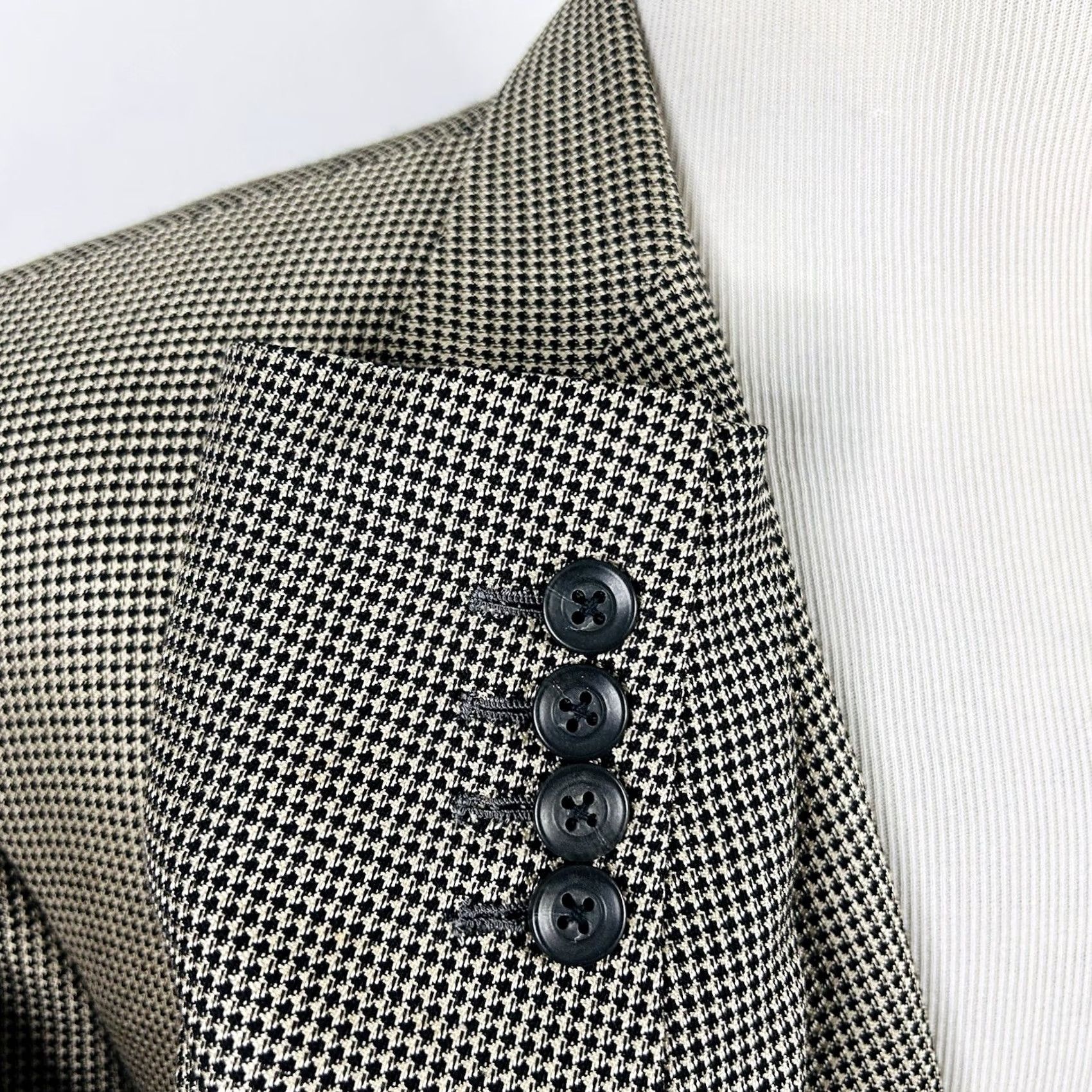 Vintage Samuelsohn Sport Coat Silk Wool Blend Gold Houndstooth Two Button Vented 46R Men Regular Jacket Coat Navy? Size US XS / EU 42 / 0 - 5 Thumbnail