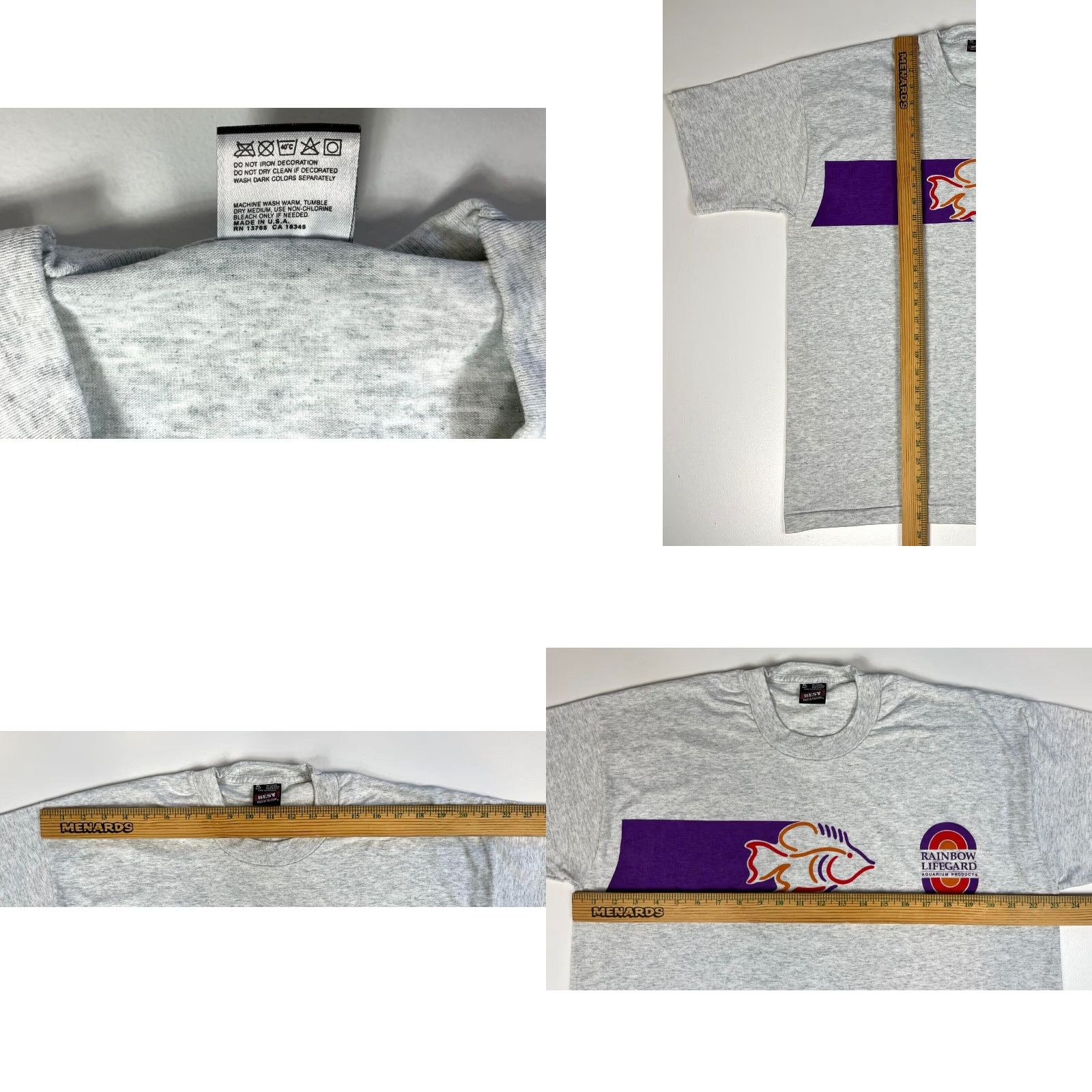Fruit Of The Loom VINTAGE Fruit of the Loom T-Shirt Men’s 90s XL Gray Rainbow Lifeguard Aquarium Products 90s Theme Size US XL / EU 56 / 4 - 8 Thumbnail