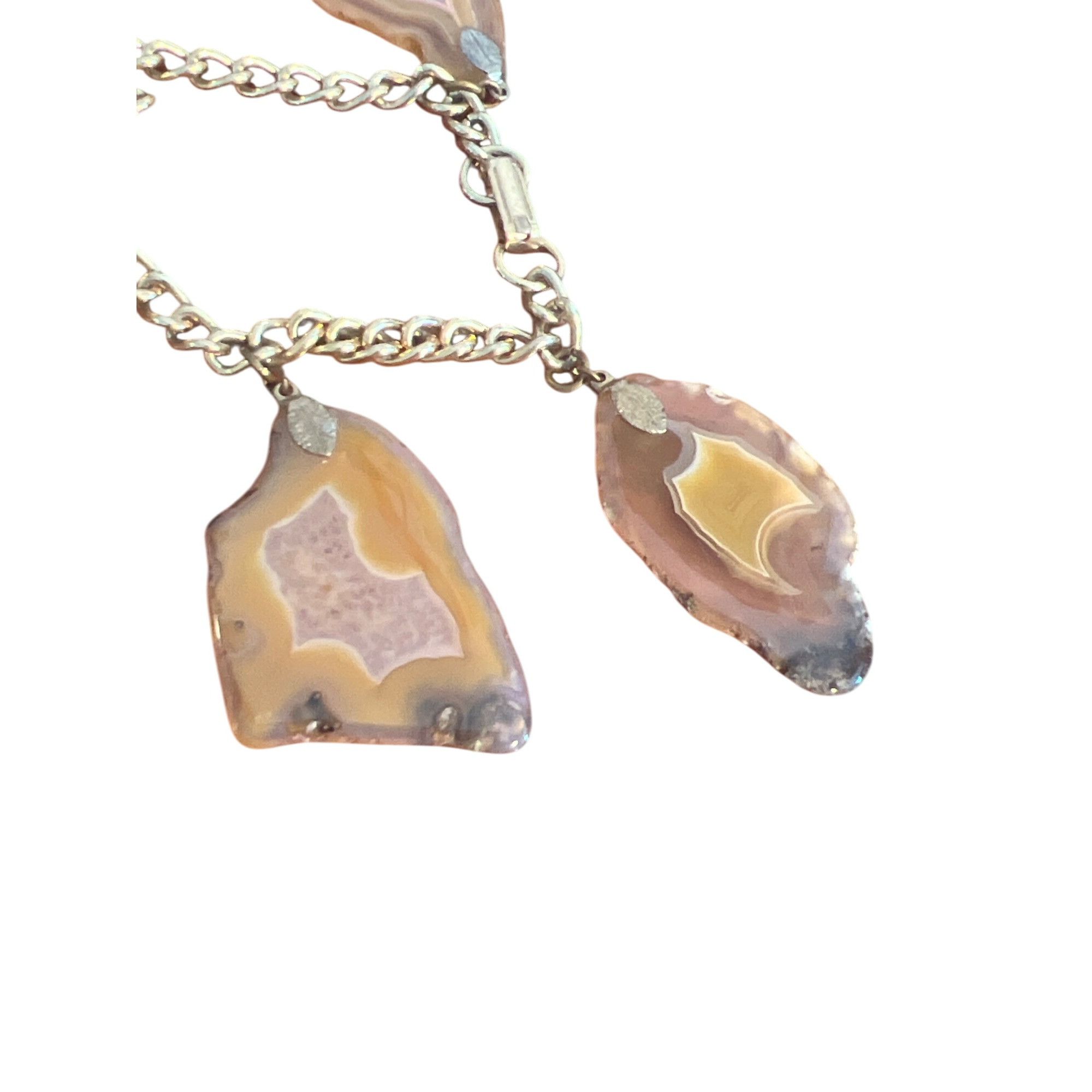 Other Vintage Agate Stone Slab Charm Bracelet Gold Tone Chain Fold Size ONE SIZE - 3 Thumbnail