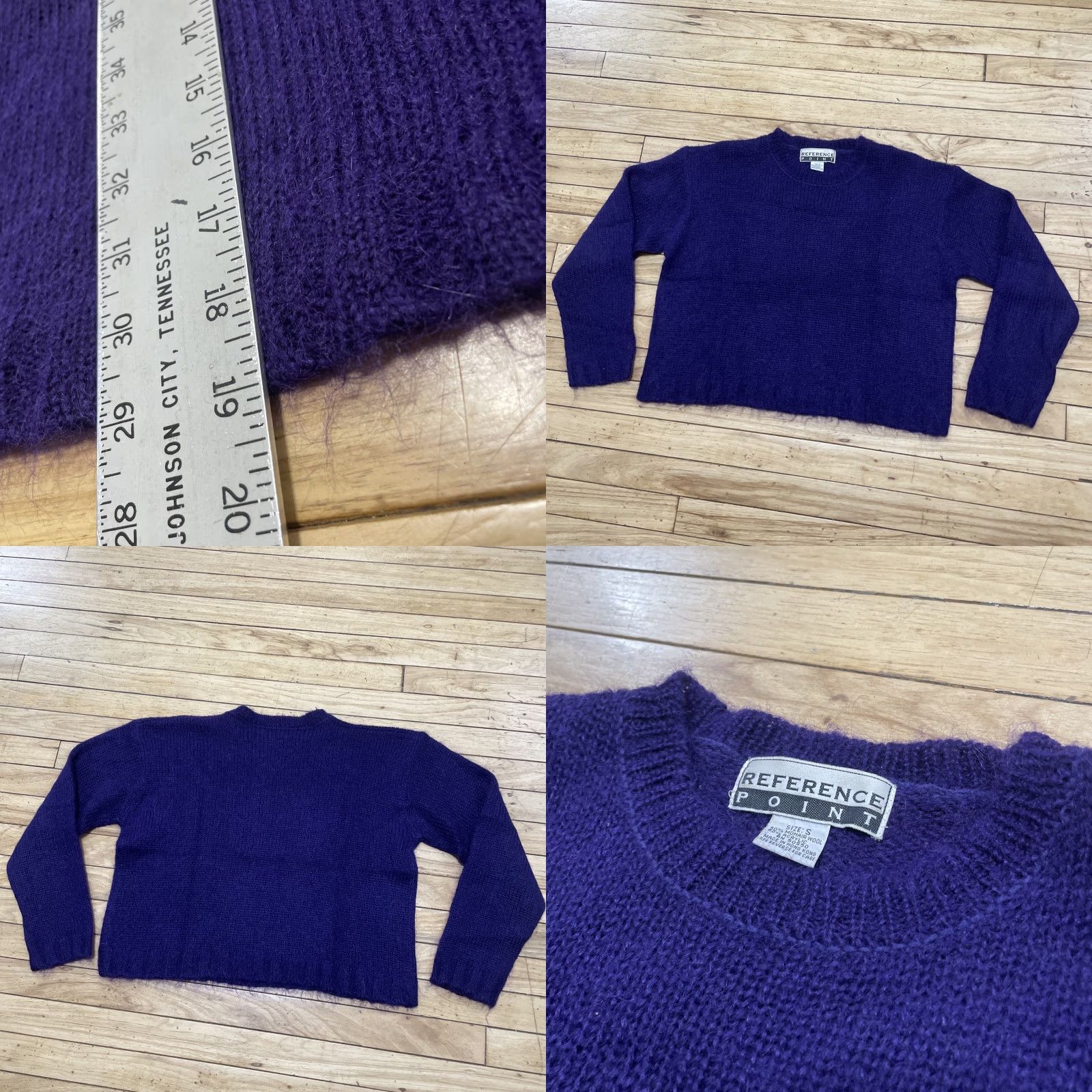 Vintage VINTAGE Reference Point Sweater Wool Mohair Women S Royal Purple 90s Crop Knit Pullover Long Sleeve V-Neck Button Sheep? (Wait) Size S / US 4 / IT 40 - 8 Thumbnail