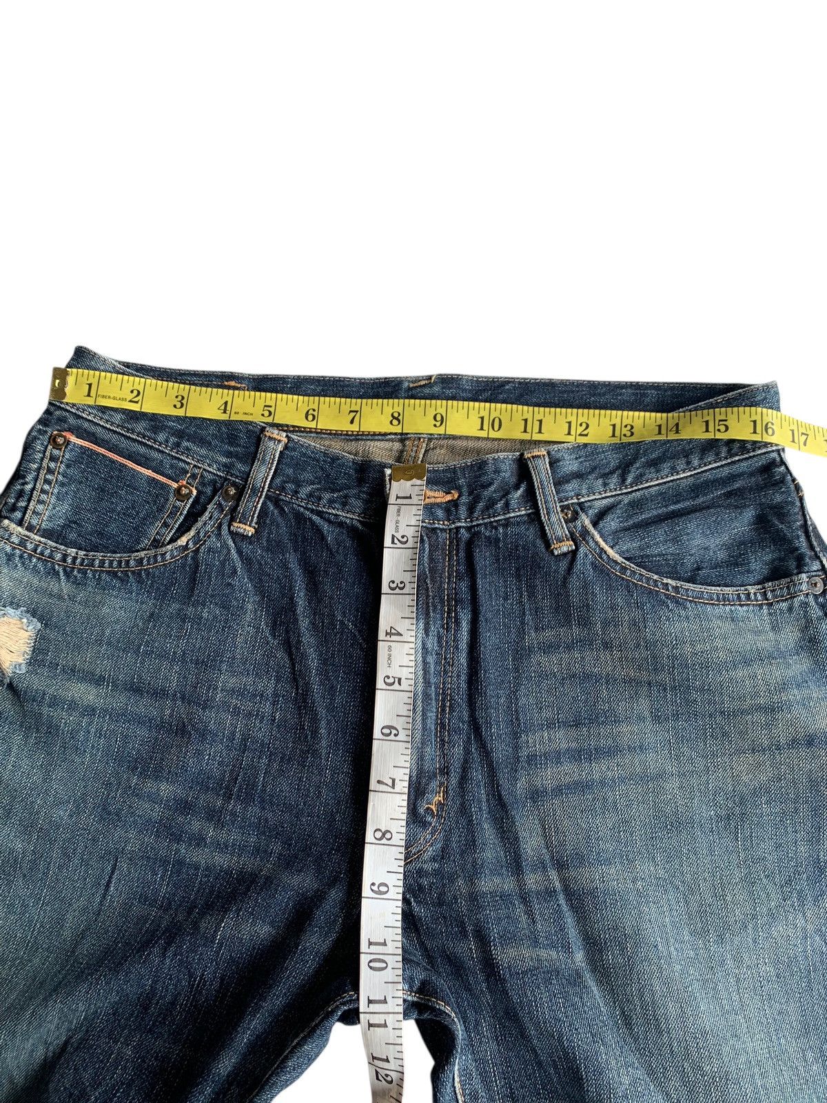 Edwin VINTAGE EDWIN 505 SELVEDGE RUSTY SHORT DISTRESSED DENIM Size US 33 - 20 Thumbnail