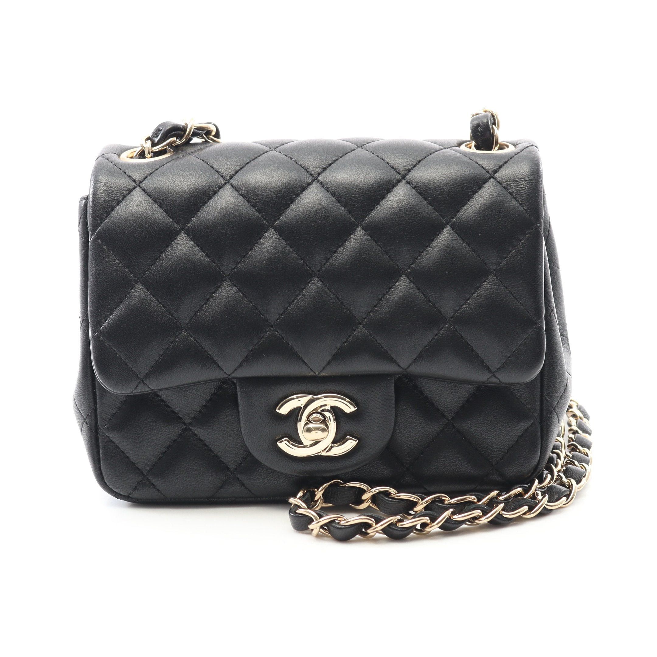 Chanel Chanel Mini Matelasse Chain Shoulder Bag Lambskin Black Gold Hardware Size ONE SIZE - 1 Thumbnail