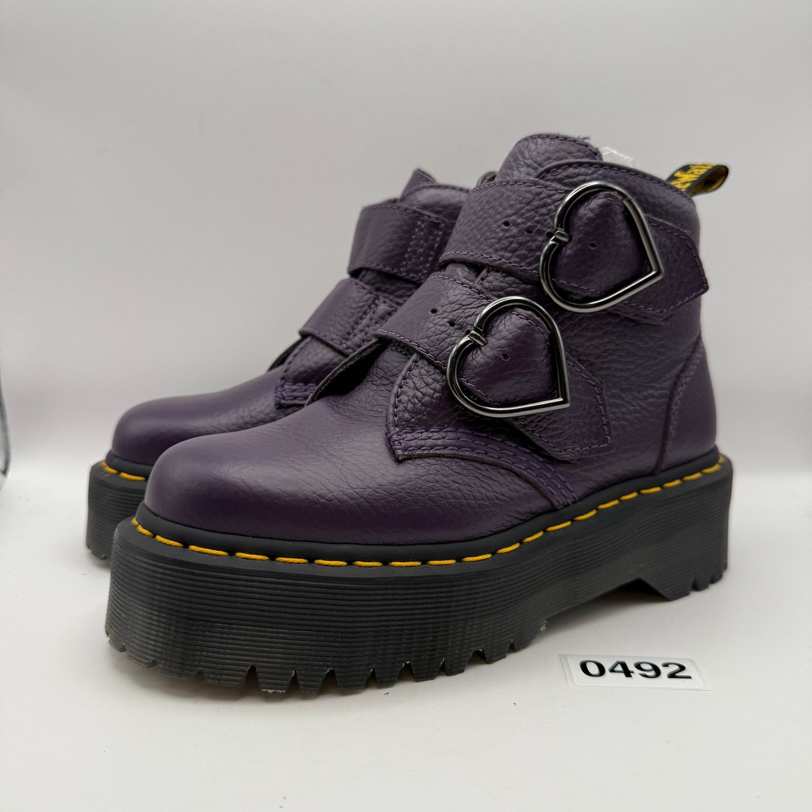 Dr. Martens DR MARTENS WOMEN'S 5 DEVON HEART PURPLE MID PLATFORM BOOT Size US 5 / IT 35 - 1 Thumbnail