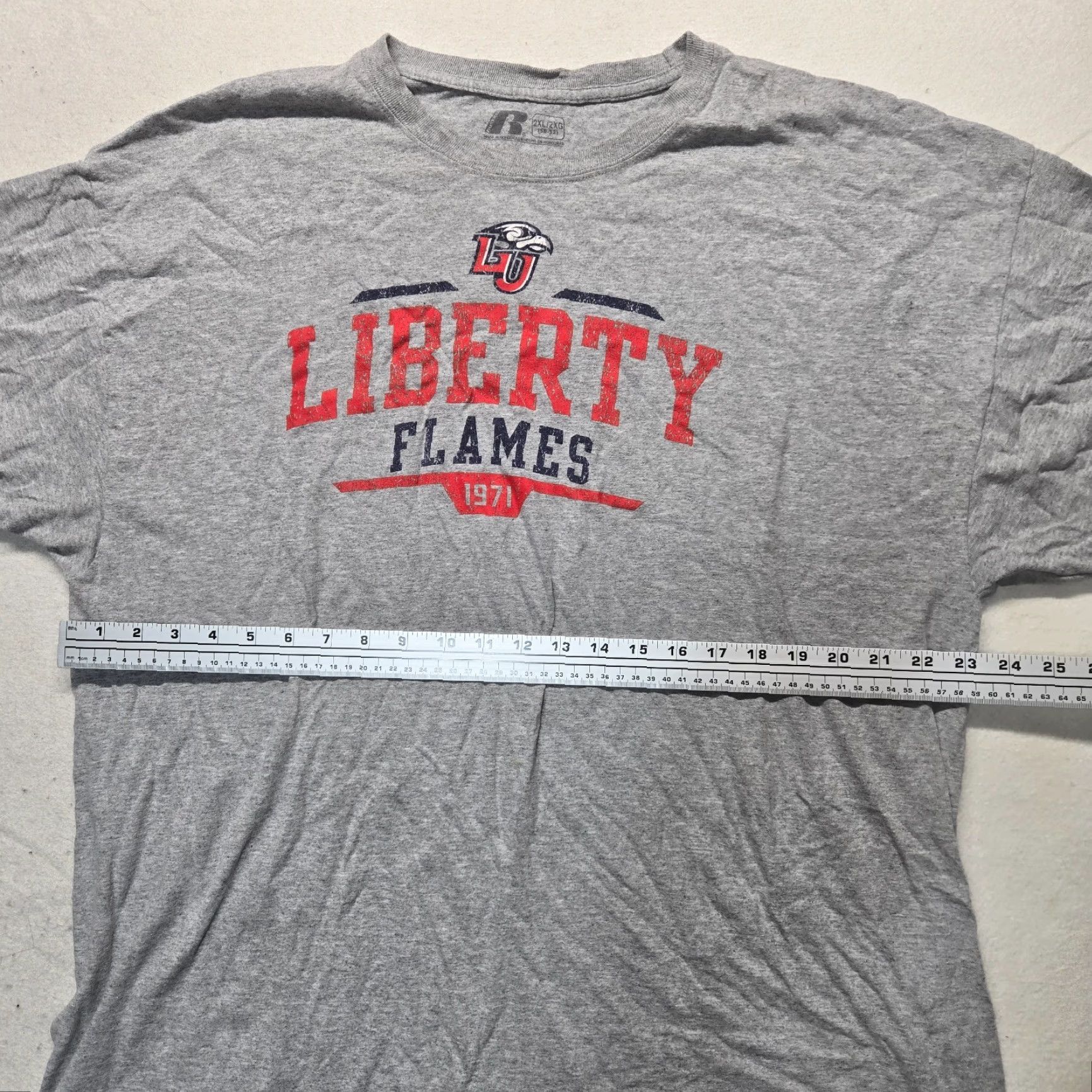 Vintage VINTAGE Liberty University Flames Shirt Adult 2XL Gray Crew Neck T-Shirt Mens University 90s Size US XXL / EU 58 / 5 - 4 Thumbnail