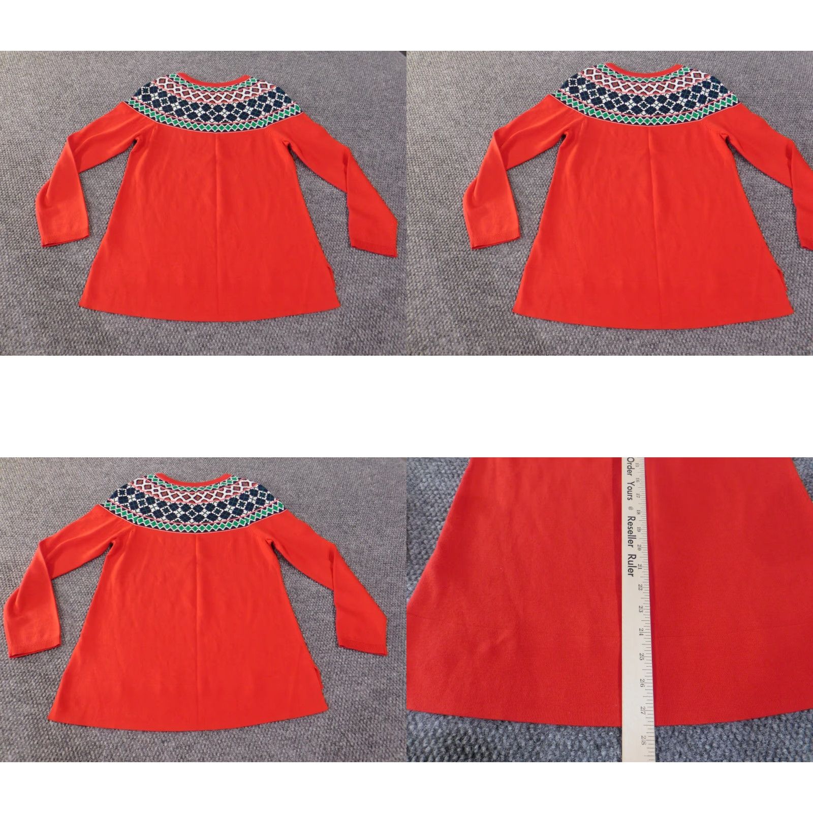 Vintage Crown & Ivy Sweater Pullover Medium Red Christmas Geometric Knit Crew Neck Dolman Sleeve Cotton Womens Regular Stretch Size M / US 6-8 / IT 42-44 - 8 Thumbnail