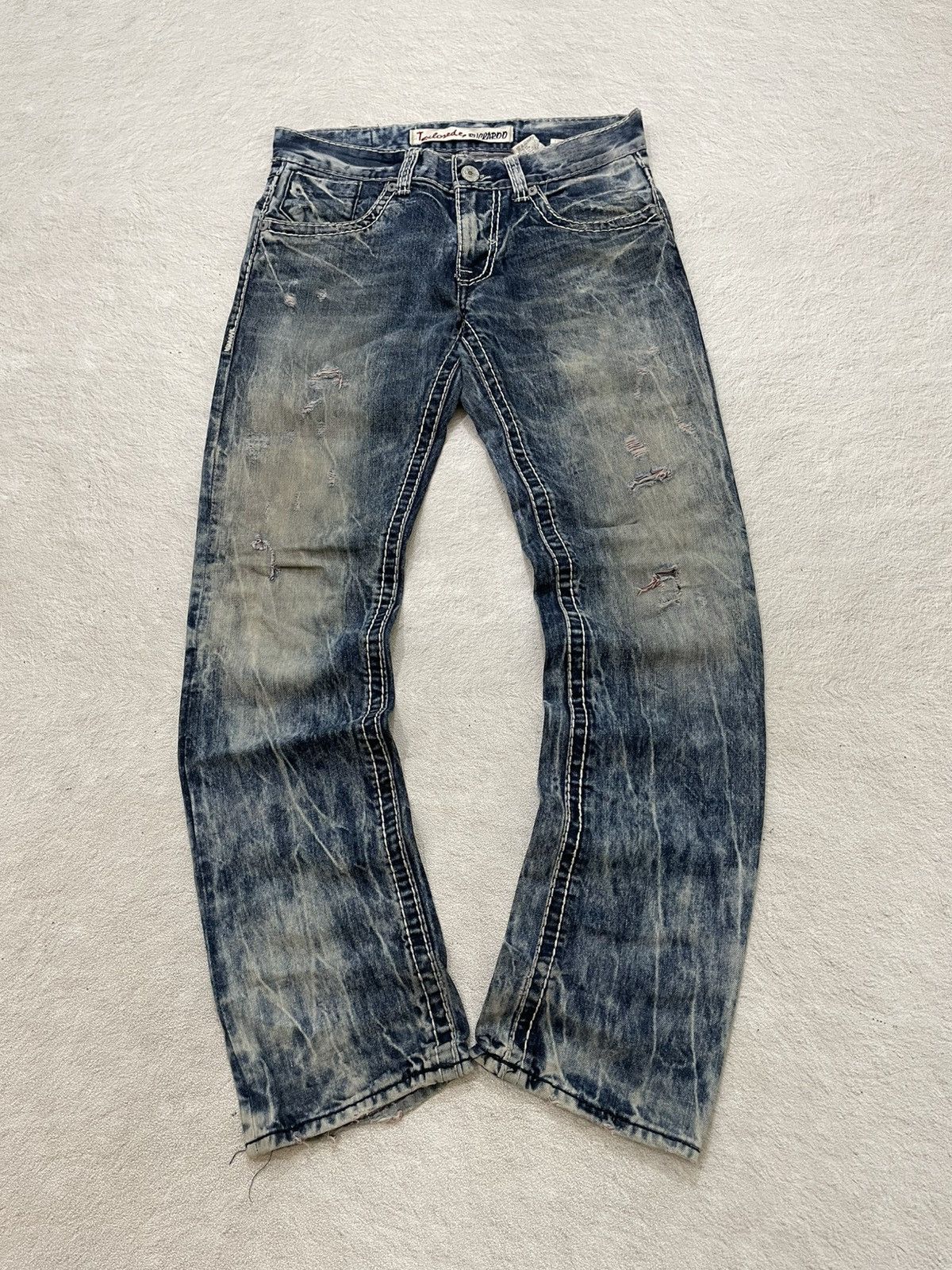 Japanese Brand 2000s Buckaro Heavy Distressed Denim Acid Wash Y2K Japan LGB Size US 34 / EU 50 - 1 Thumbnail