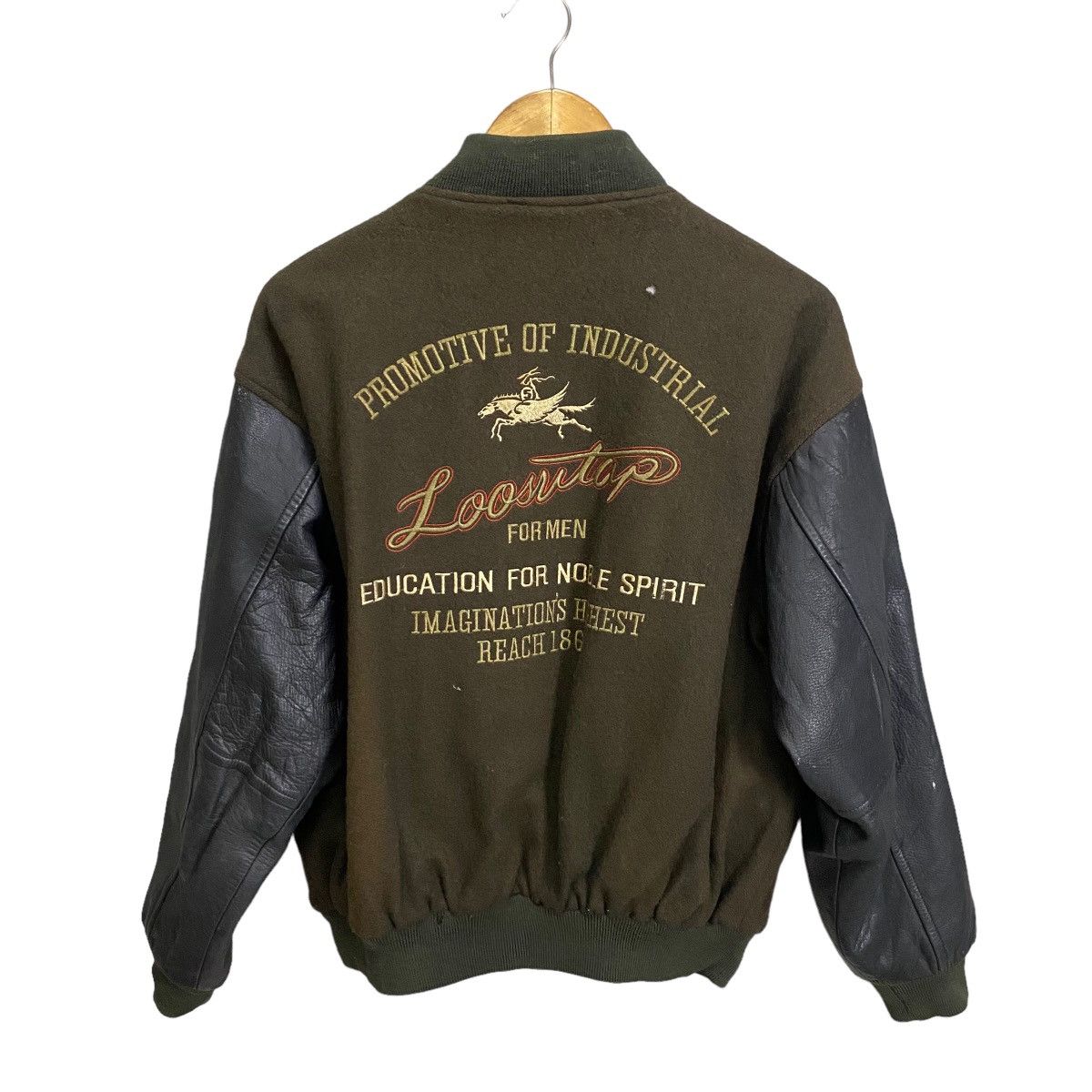 Vintage Vintage 80s loosutap varsity sleeve leather jacket Size US L / EU 52-54 / 3 - 1 Thumbnail