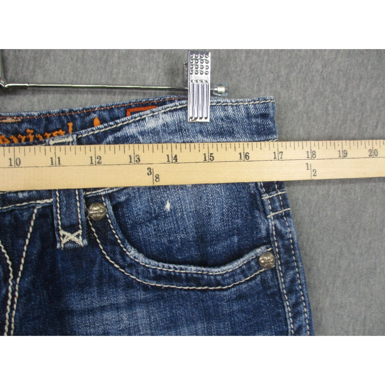 Vintage Rock Revival Jeans Womens 29 Blue Emilie Boyfriend Distressed Selvedge Size 29" - 5 Thumbnail