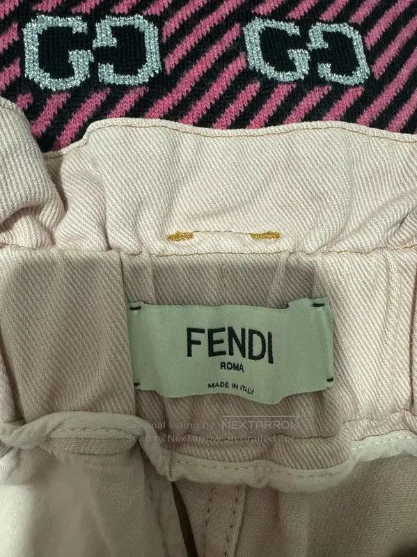 Fendi Fendi Embroidered Logo Cotton Skirt in Blush . Size 27" / US 4 / IT 40 - 4 Thumbnail