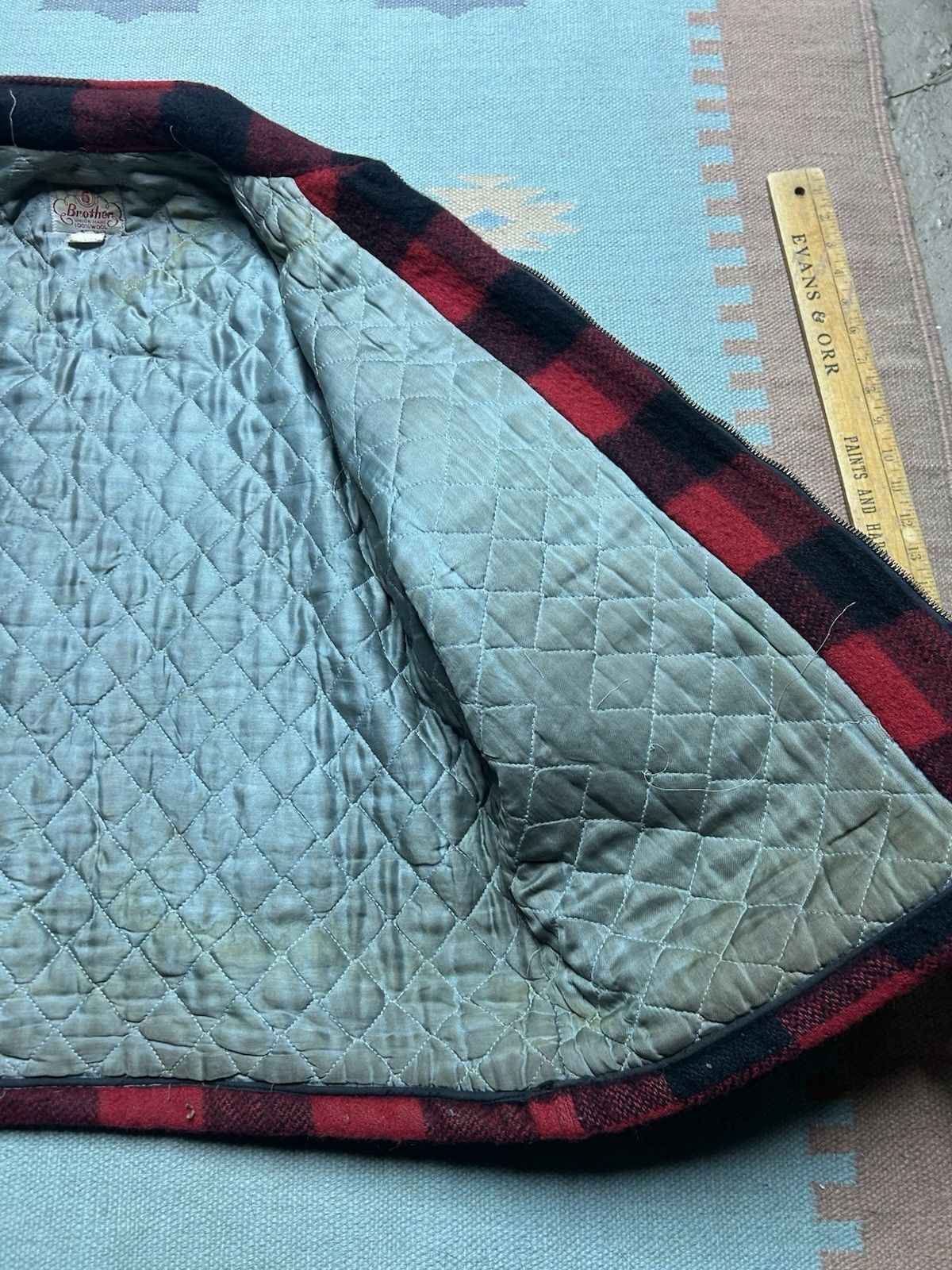 Vintage 1950s 5 brother wool jacket mackinaw buffalo plaid quilted L Size US L / EU 52-54 / 3 - 5 Thumbnail