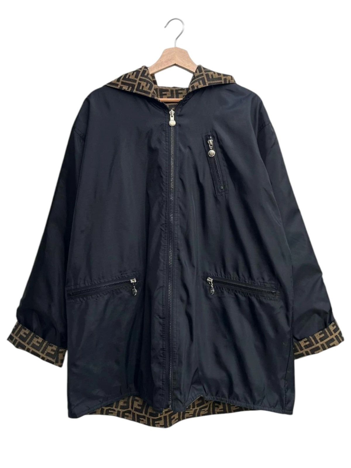 Fendi Vintage Fendi Zucca Monogram FF Reversible Hoodie Jacket Size US M / EU 48-50 / 2 - 8 Thumbnail