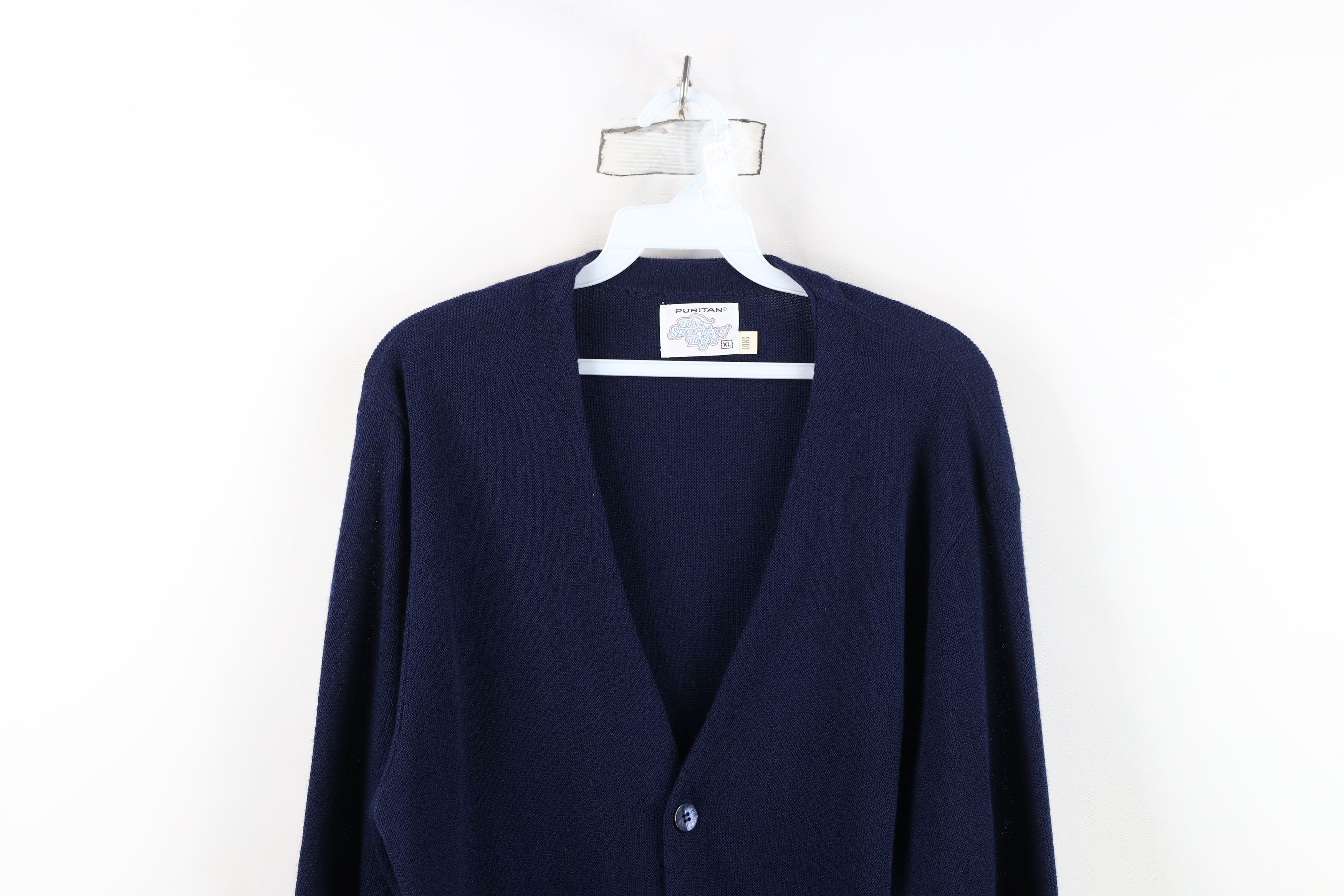 Vintage Vintage 70s Streetwear Knit Cardigan Sweater Navy Blue USA Size US XL / EU 56 / 4 - 2 Thumbnail