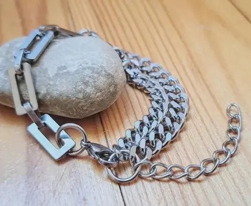 Jewelry Layered Stainless Steel Cuba Chain Bracelet Size ONE SIZE - 5 Thumbnail