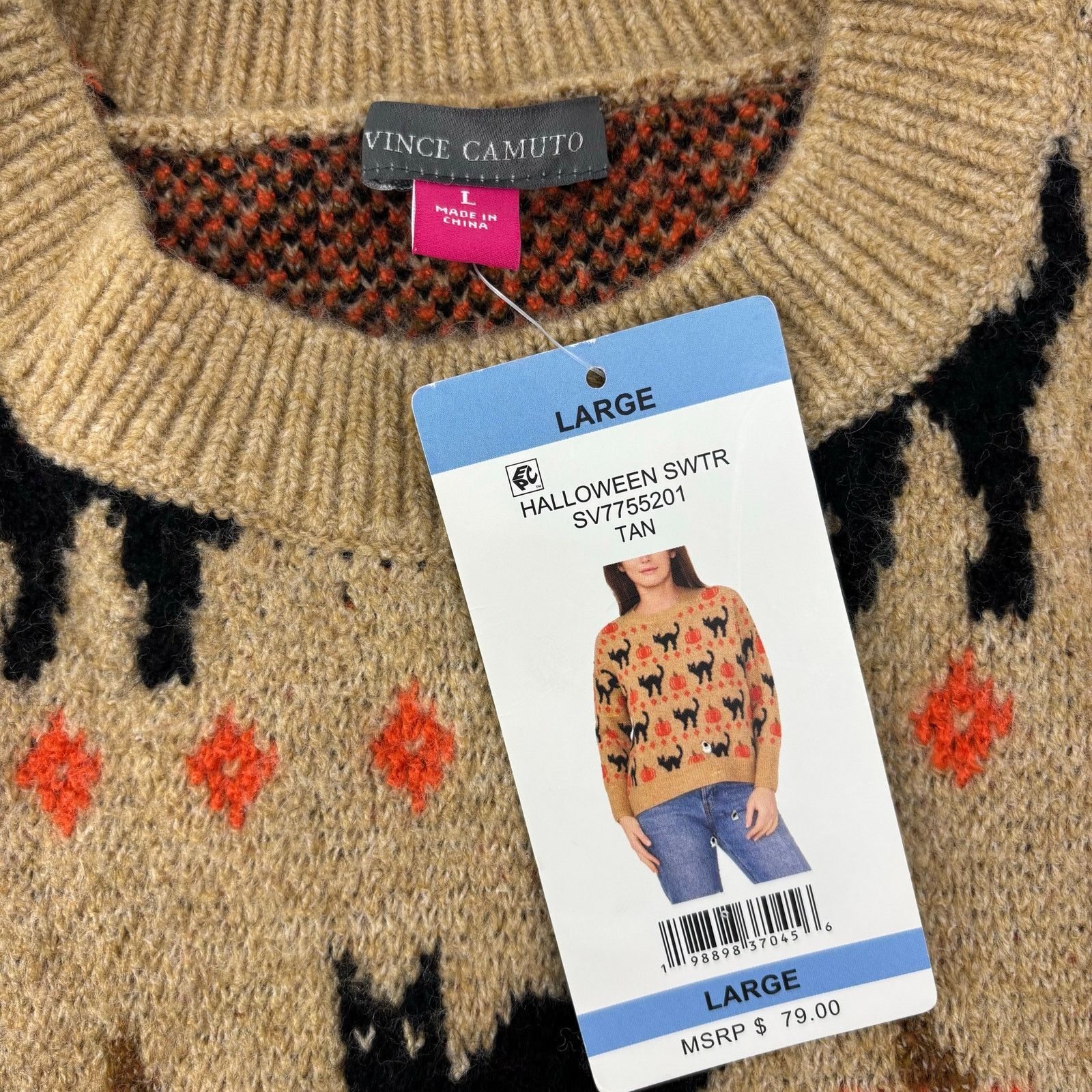 Vince Camuto Vince Camuto Size L Womens Sweater Black Cat Pumpkin Fall Size L / US 10 / IT 46 - 3 Thumbnail