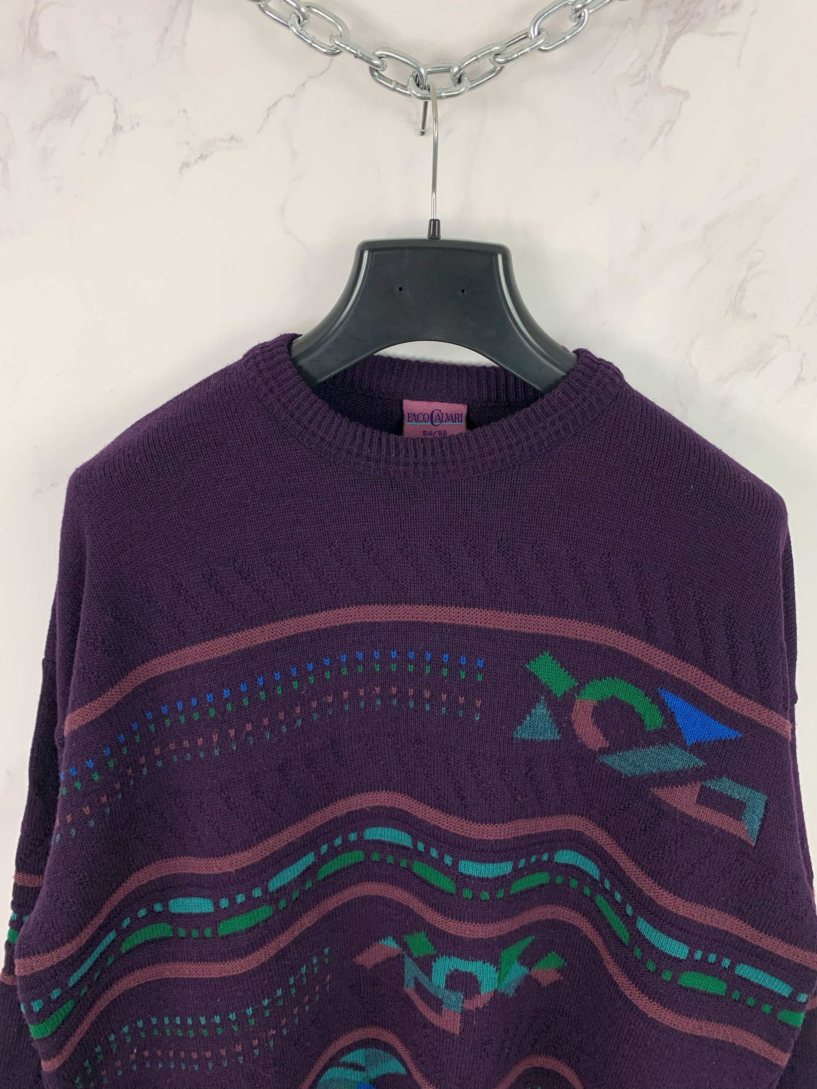 Other Vintage Paco Calvari Wool/Acrylic Geometric Pattern Sweater Size US L / EU 52-54 / 3 - 2 Thumbnail