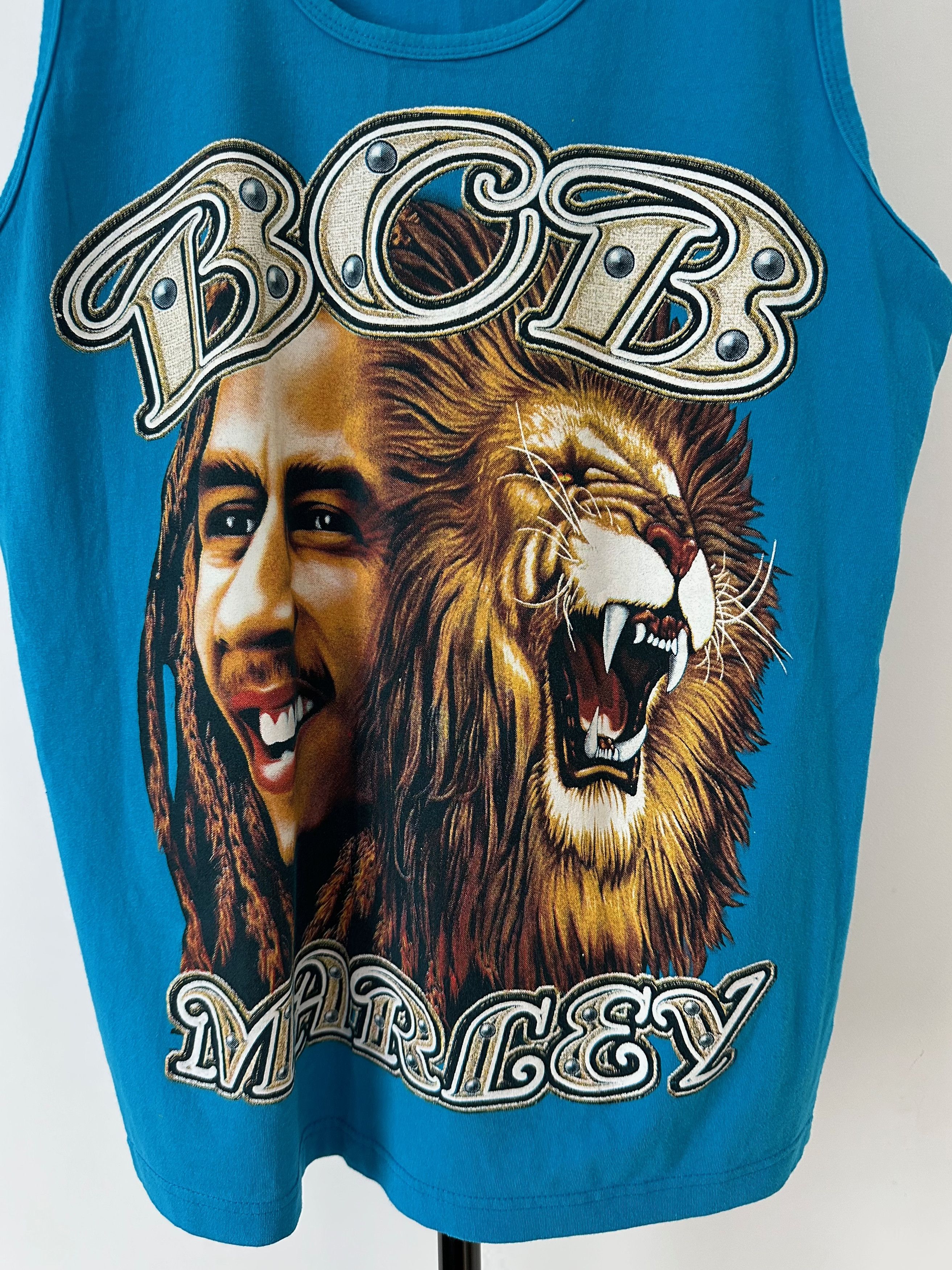 Bob Marley 90's VINTAGE BOB MARLEY Sleeveles top shirt blue Size US M / EU 48-50 / 2 - 3 Thumbnail