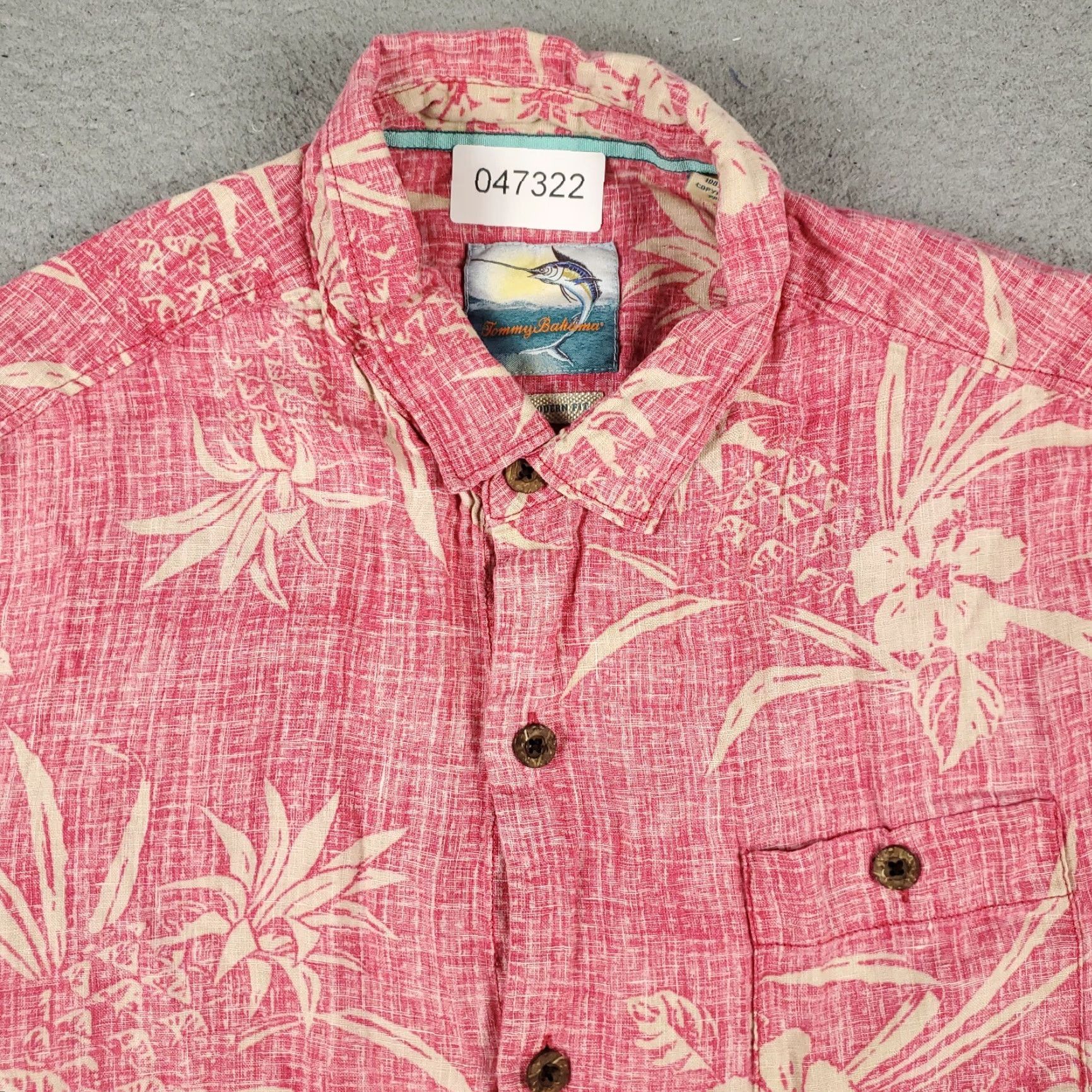 Tommy Bahama Tommy Bahama Shirt Mens Large Red/Pink Linen Hawaiian Button Up Short Sleeve Size US L / EU 52-54 / 3 - 2 Thumbnail