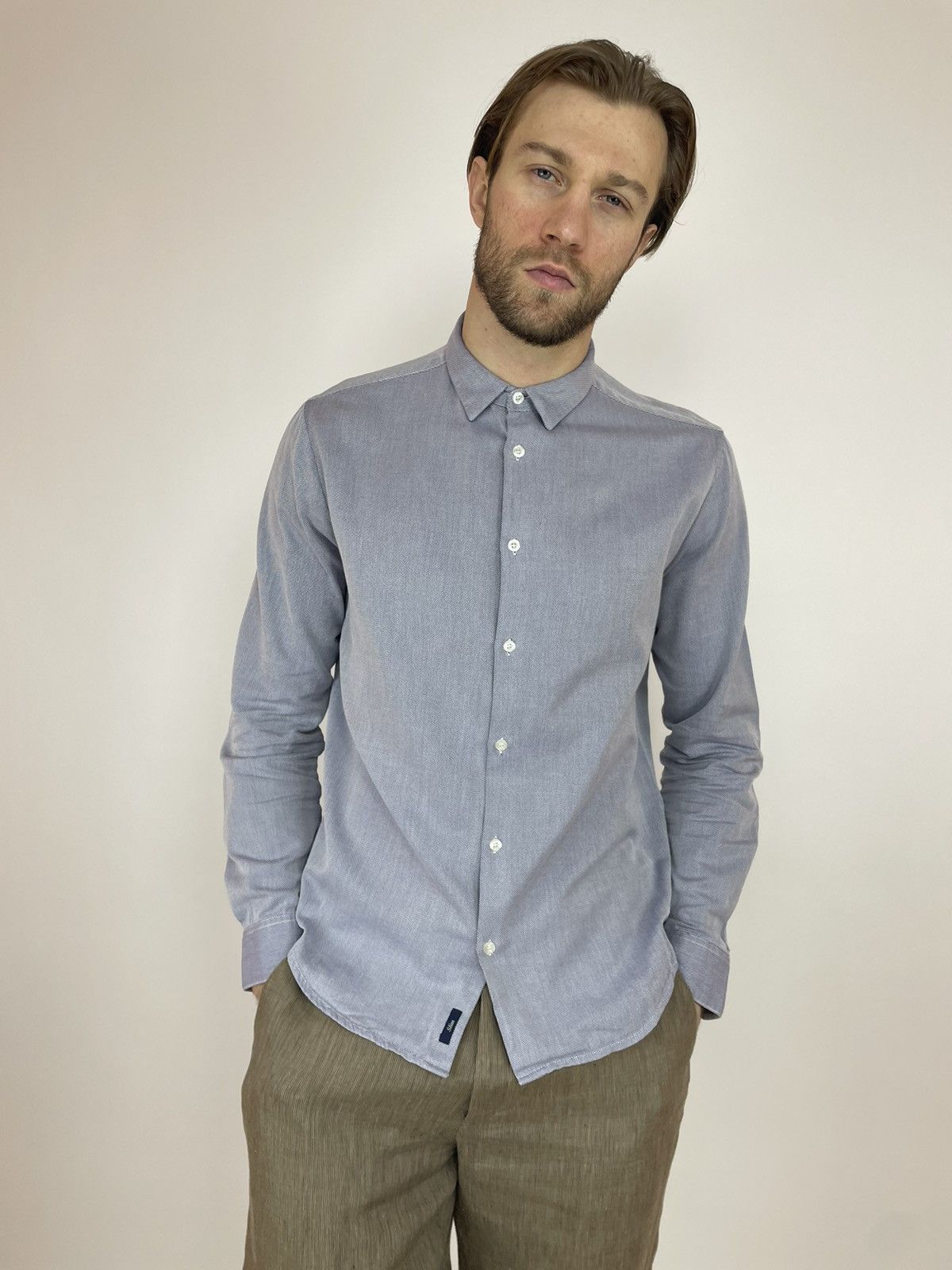 Armani × Giorgio Armani ARMANI JEANS shirt Italian Fabric Blue cotton long sleeve XL Size US XL / EU 56 / 4 - 1 Thumbnail