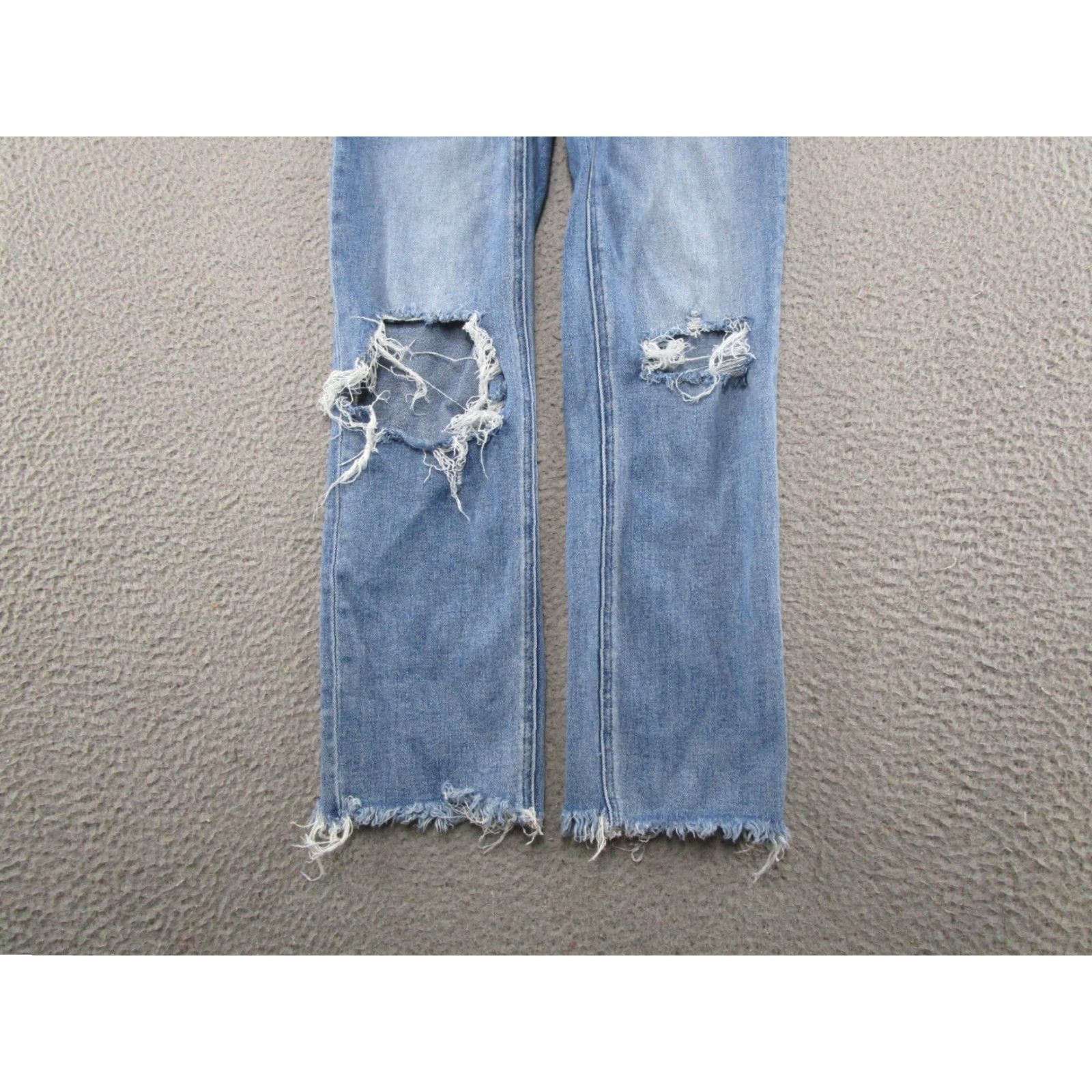 Denime Vervet Los Angeles Jeans Women Size 26 Blue Distressed Denim Raw Hem Straight Leg Mid Rise Womens Size 26" / US 2 / IT 38 - 2 Thumbnail