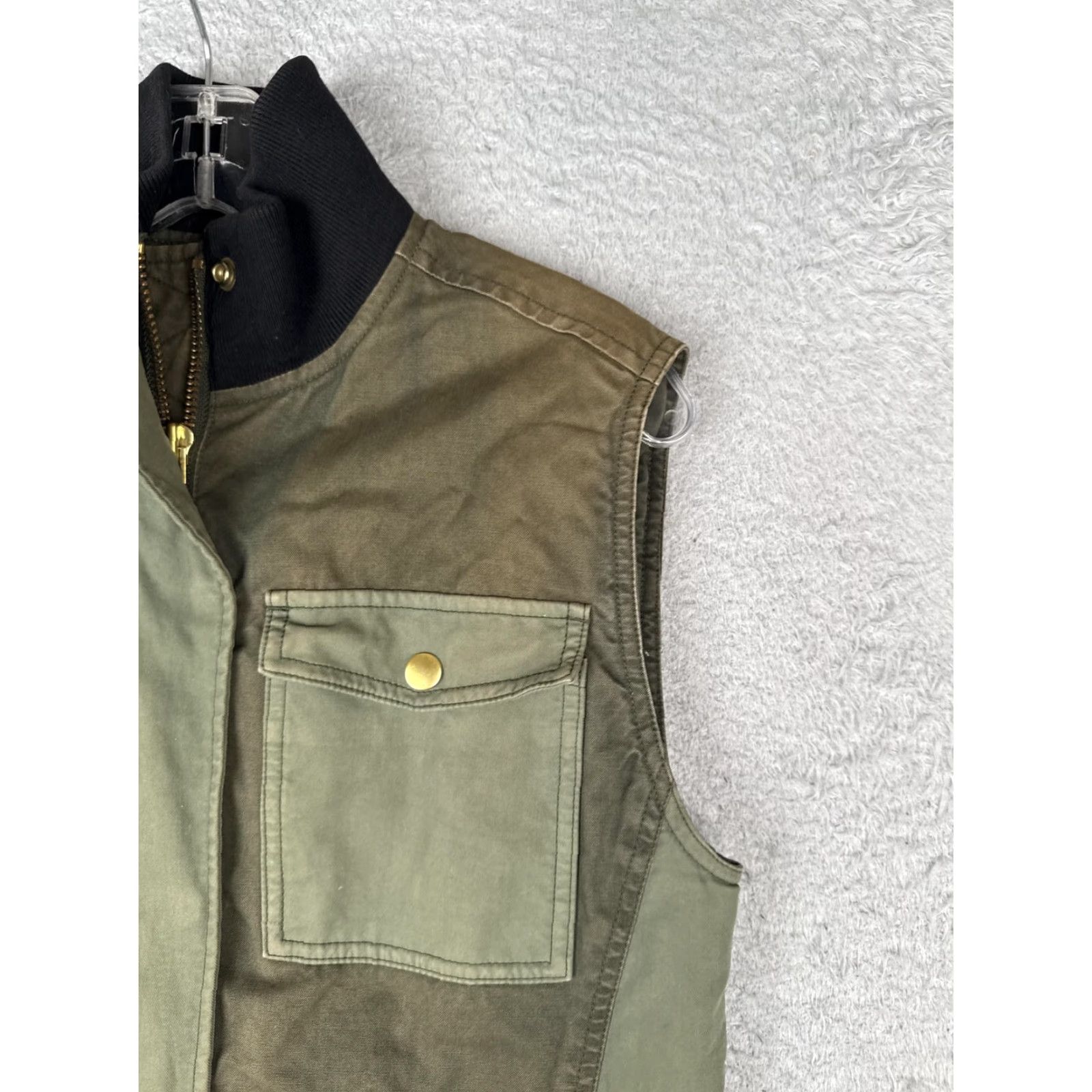 J.Crew VINTAGE J.CREW Vest Mens Small Green Canvas Quilted Lined Utility Pockets Army Size US S / EU 44-46 / 1 - 4 Thumbnail