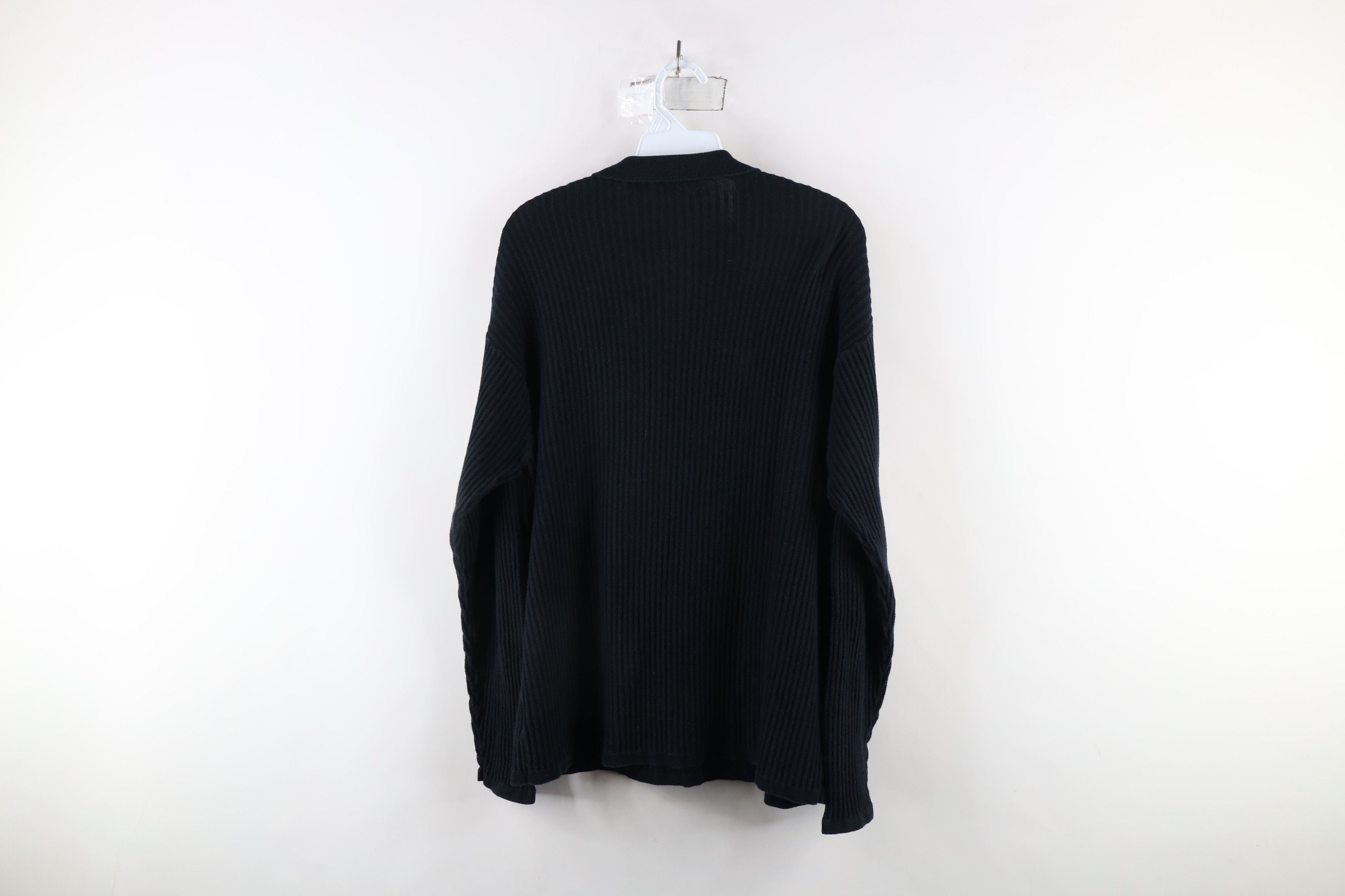Vintage Vintage 90s Streetwear Ribbed Knit Collared Sweater Black Size US M / EU 48-50 / 2 - 6 Thumbnail